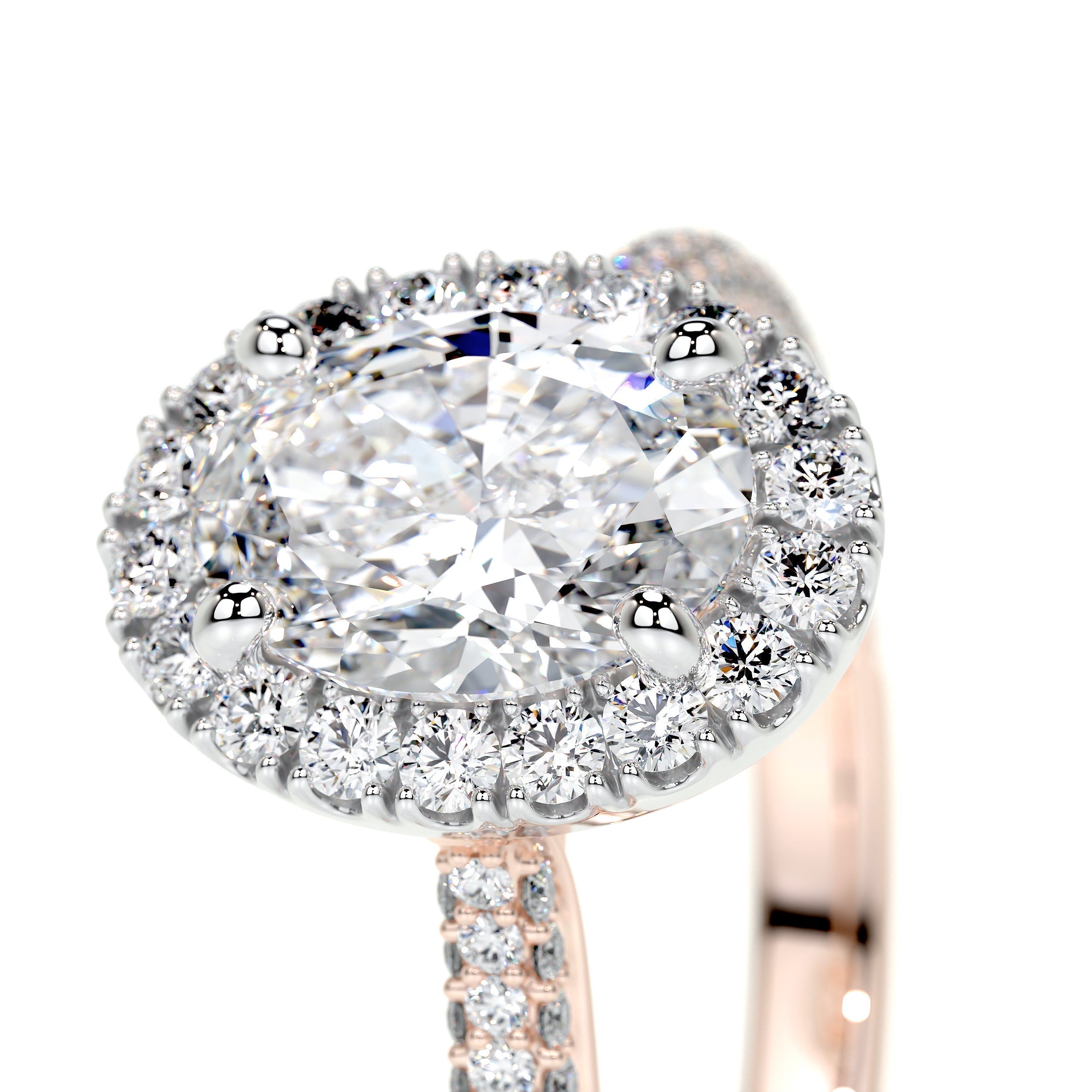 Oval Halo & Pave Lab Grown Diamond Engagement Ring