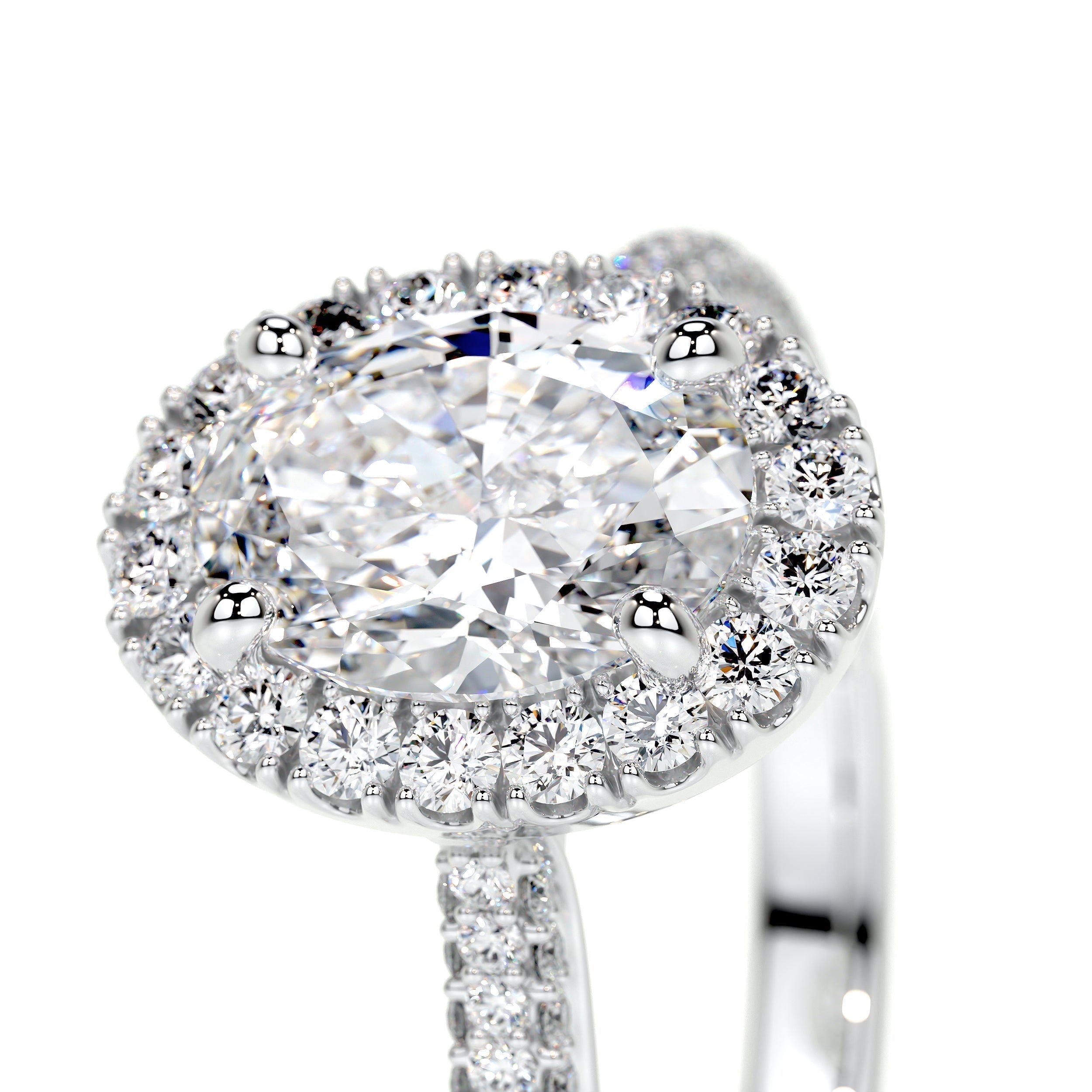 Oval Halo & Pave Lab Grown Diamond Engagement Ring