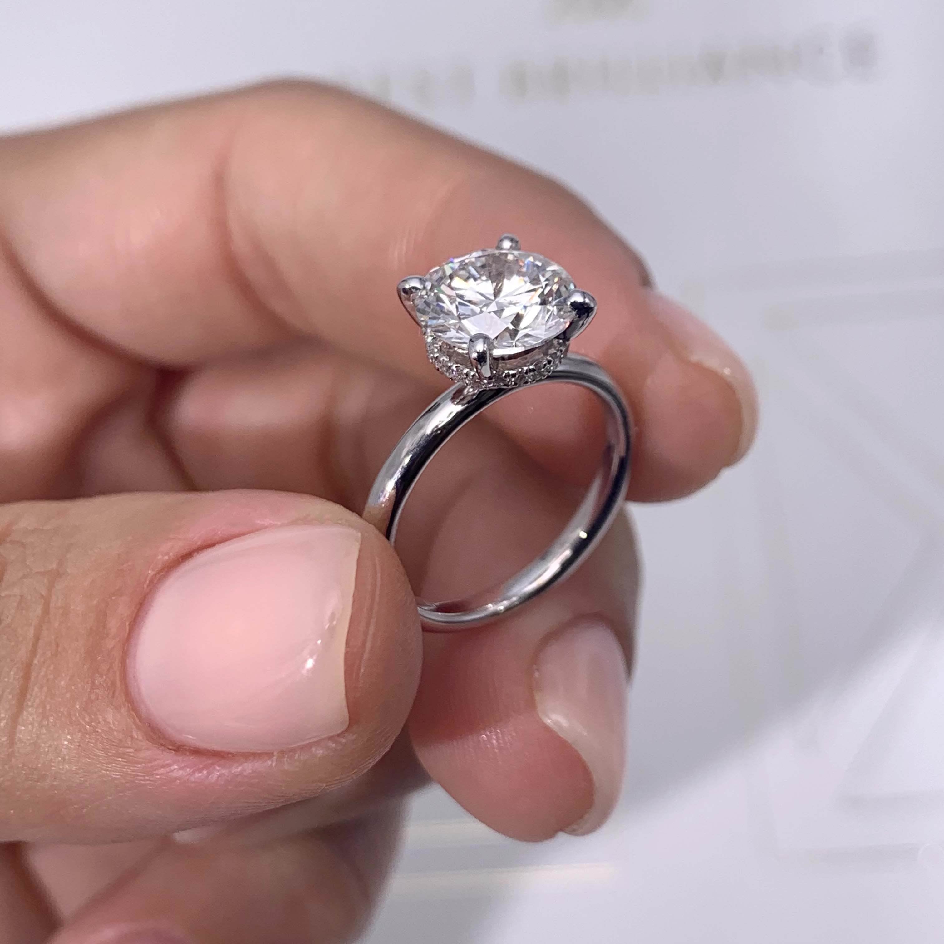Pear Hidden Halo Lab Grown Diamond Engagement Ring