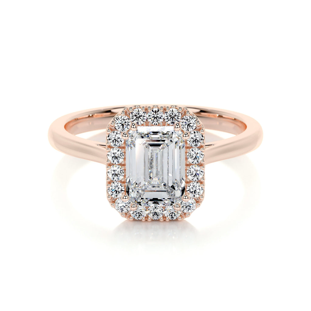 Emerald Halo Lab Grown Diamond Engagement Ring