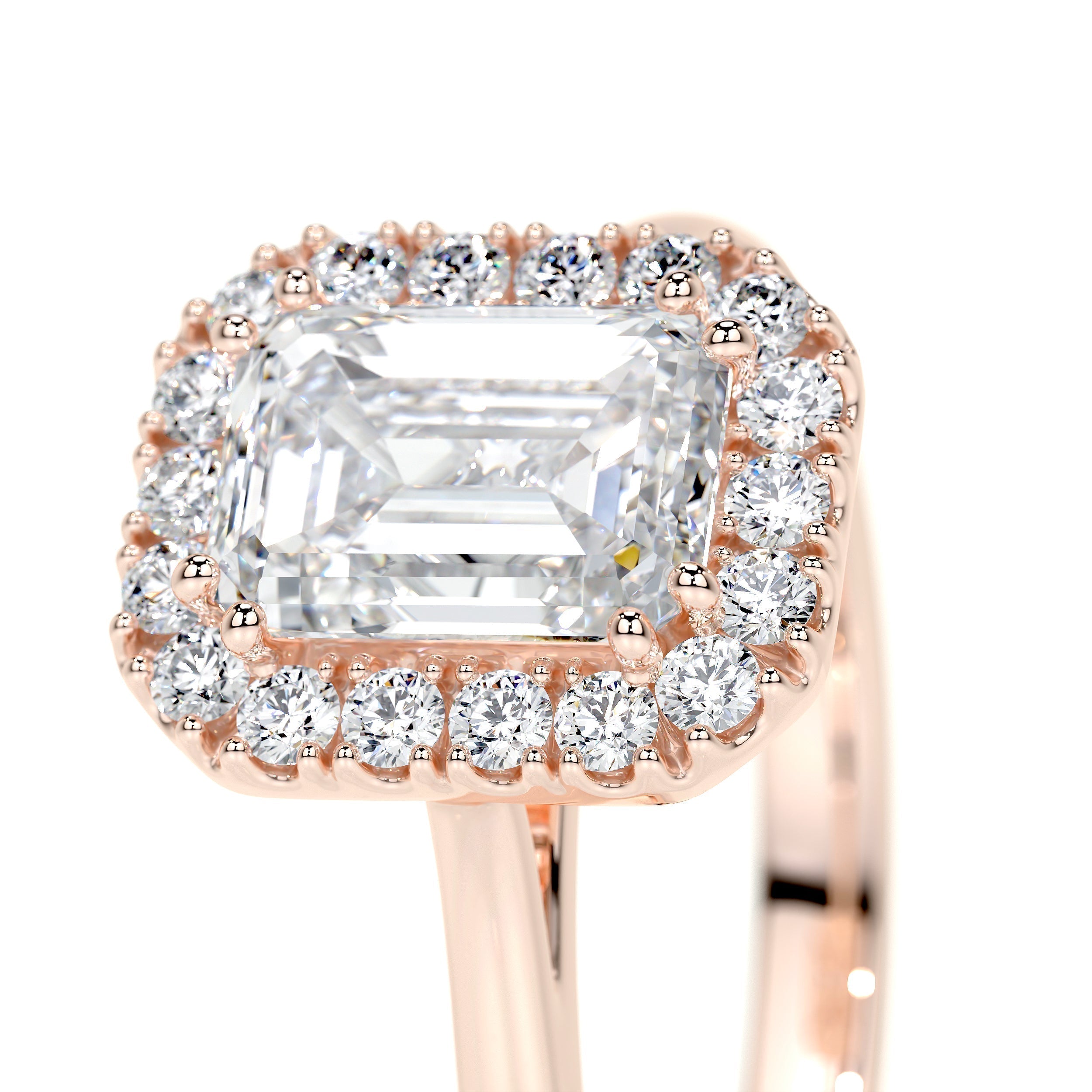 Emerald Halo Lab Grown Diamond Engagement Ring