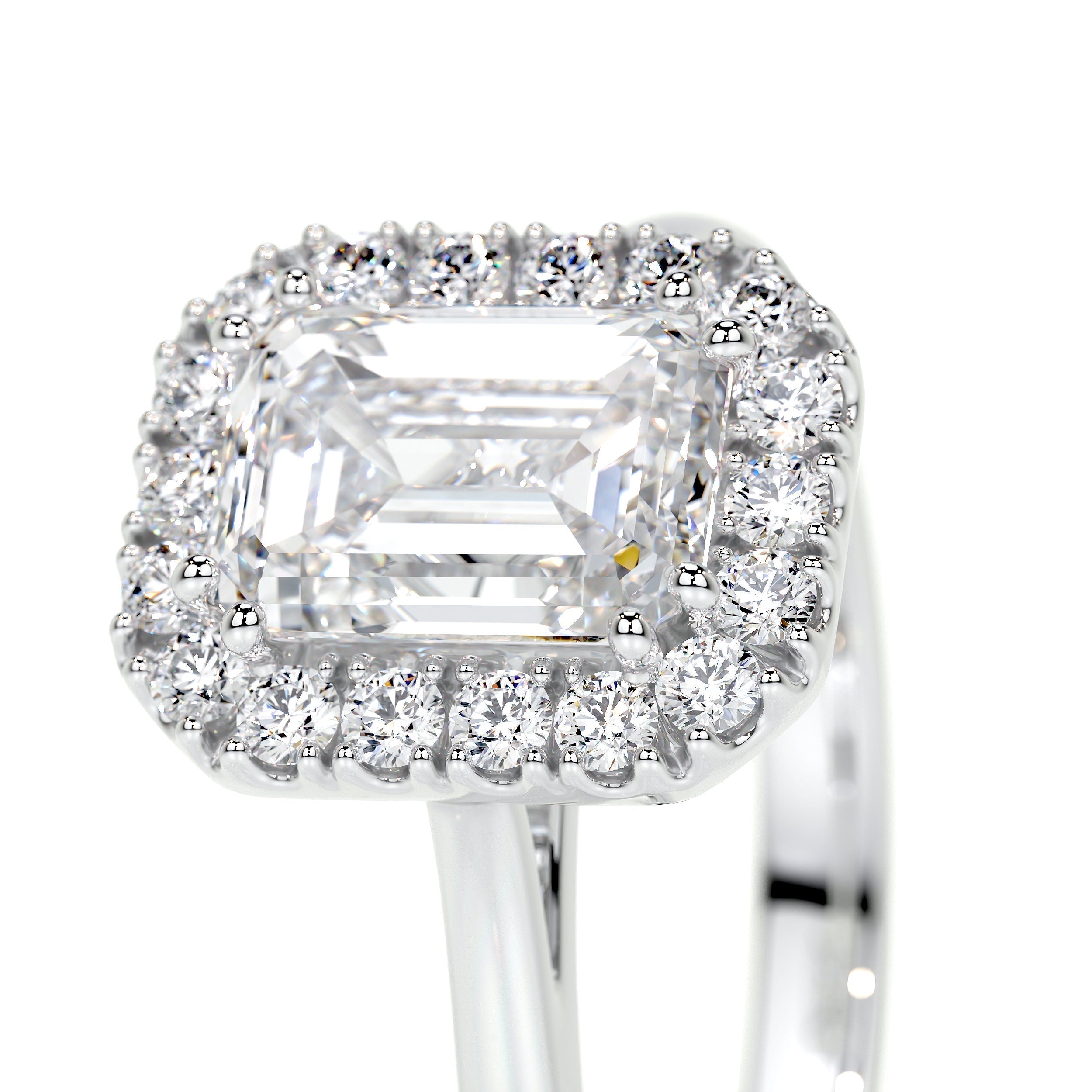 Emerald Halo Lab Grown Diamond Engagement Ring