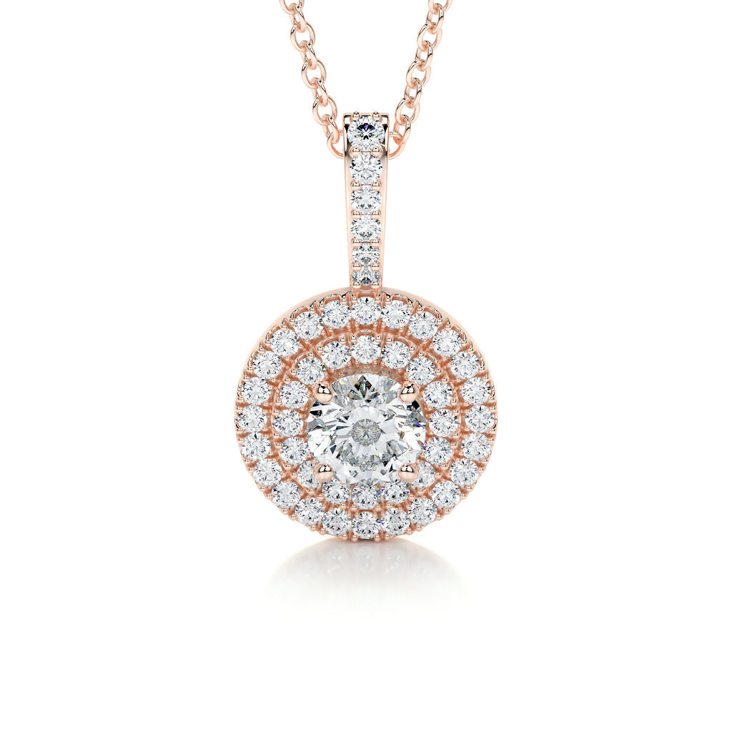 0.50 CT Round Double Halo  Lab Grown Diamond Necklace