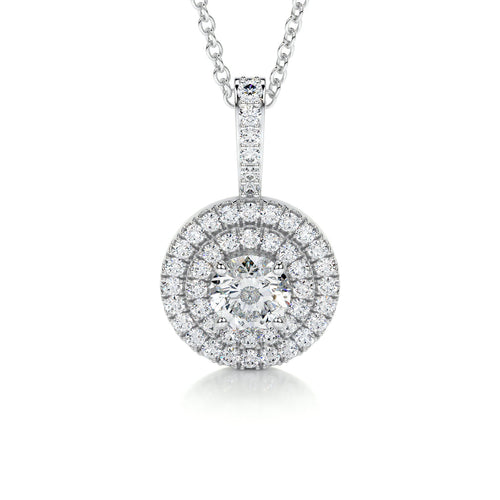 0.50 CT Round Double Halo  Lab Grown Diamond Necklace