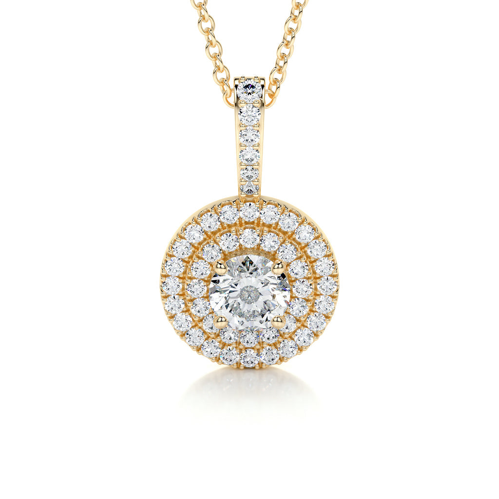 0.50 CT Round Double Halo  Lab Grown Diamond Necklace