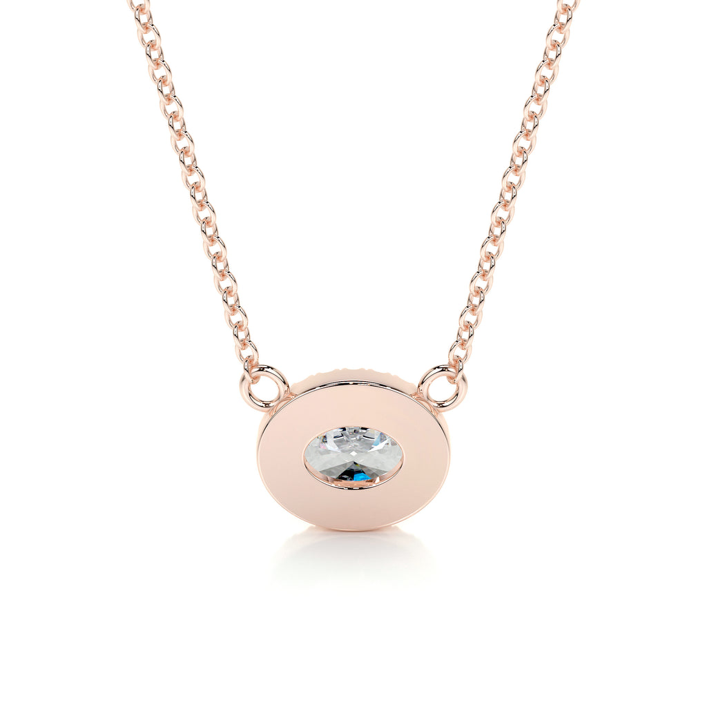 1.0 CT Oval Halo Lab Grown Diamond Necklace