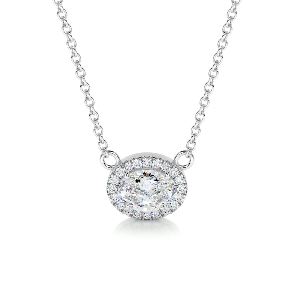 1.0 CT Oval Halo Lab Grown Diamond Necklace