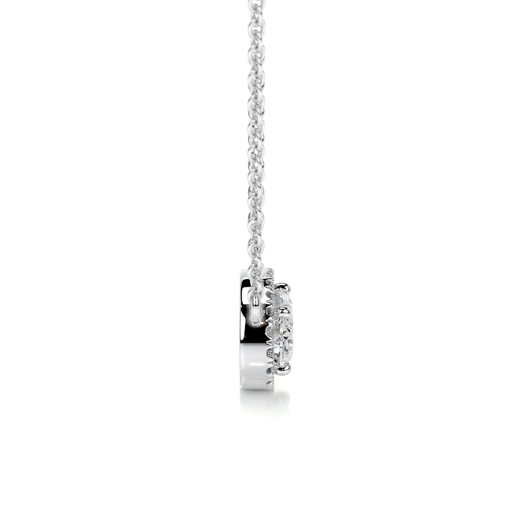 1.0 CT Oval Halo Lab Grown Diamond Necklace