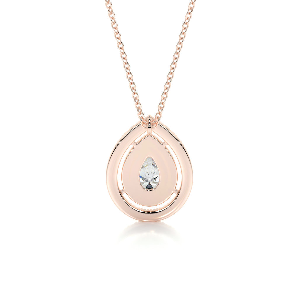 1.0 CT Pear Double Halo  Lab Grown Diamond Necklace