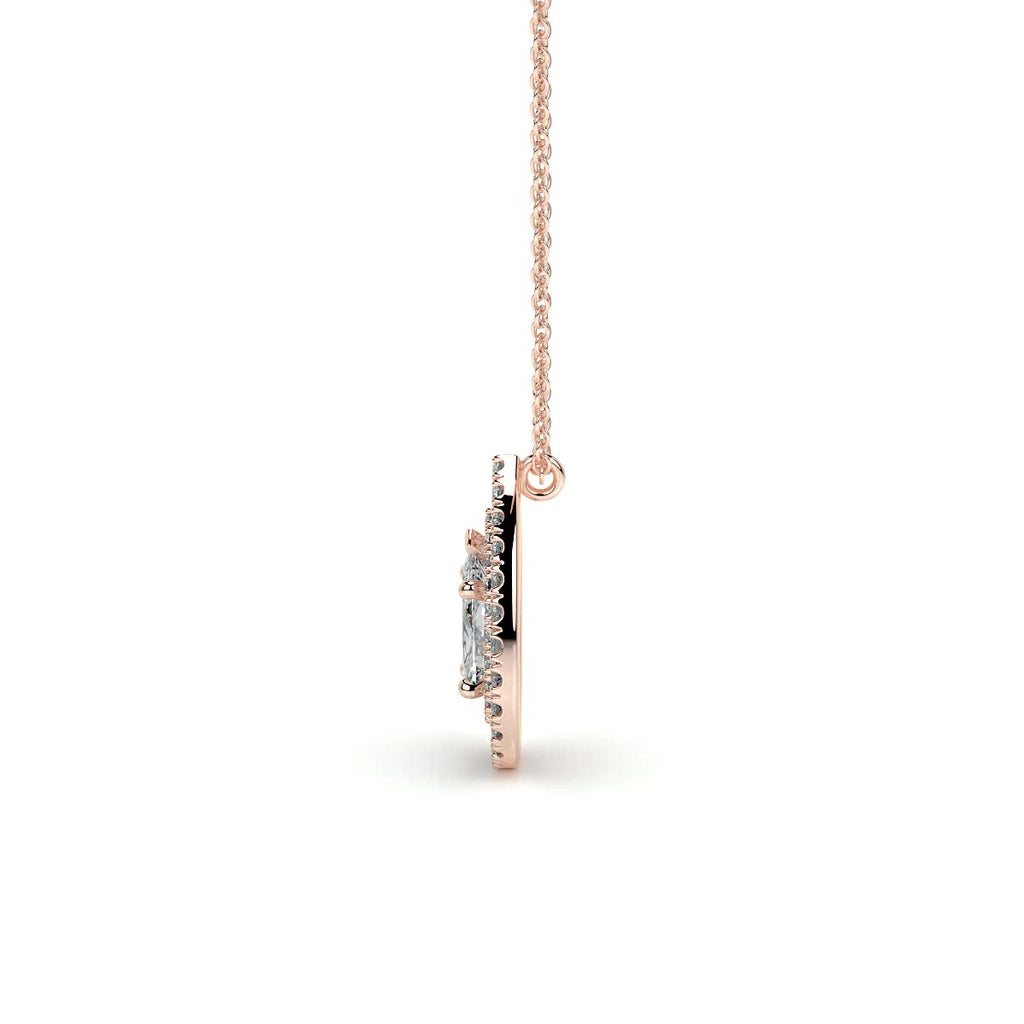 1.0 CT Pear Double Halo  Lab Grown Diamond Necklace