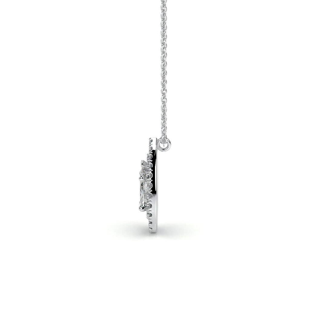 1.0 CT Pear Double Halo  Lab Grown Diamond Necklace