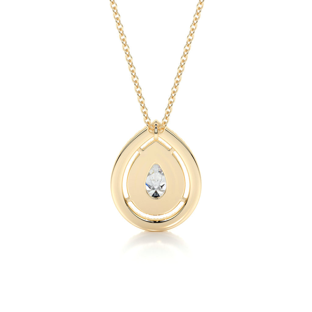 1.0 CT Pear Double Halo  Lab Grown Diamond Necklace