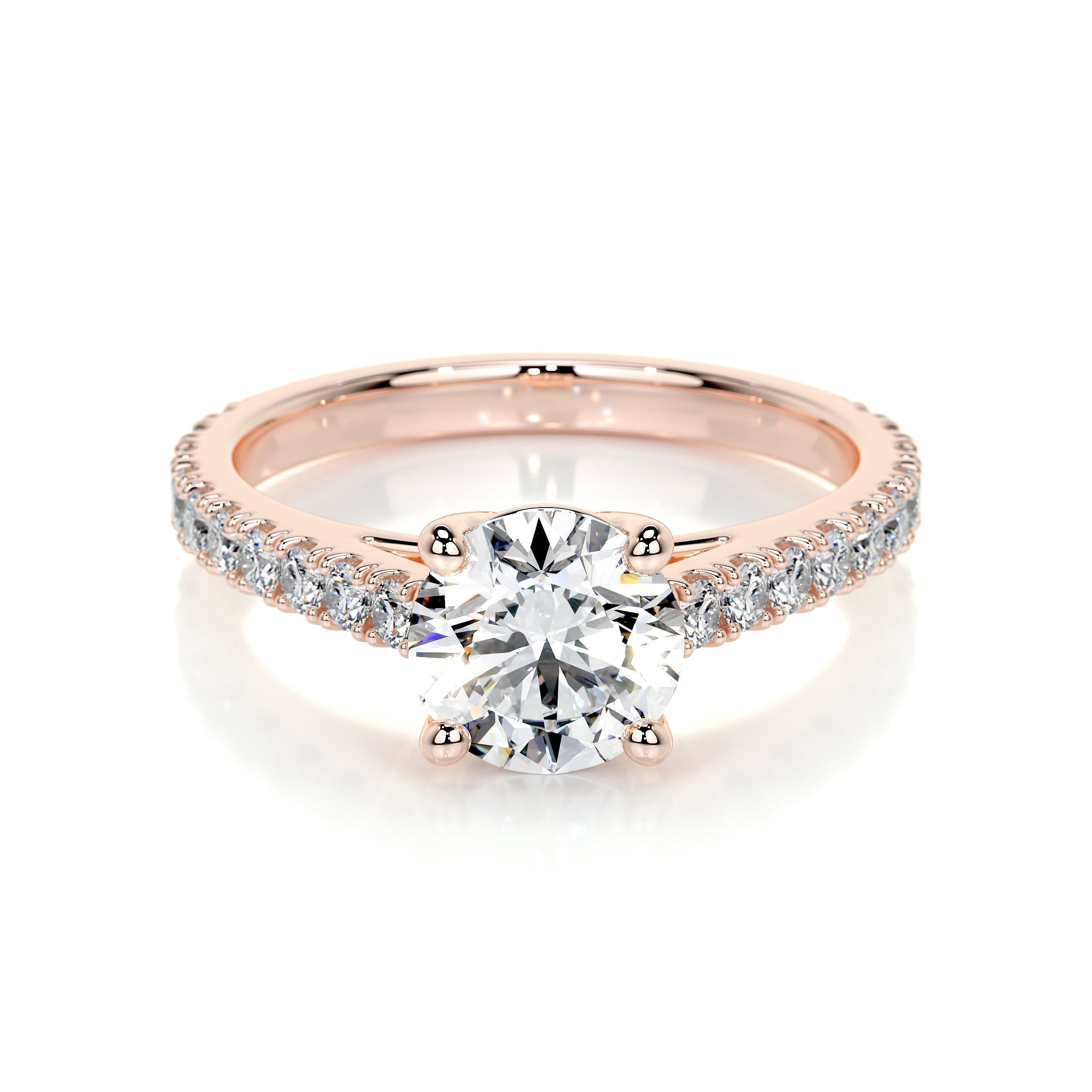 Round Pave Lab Grown Diamond Engagement Ring