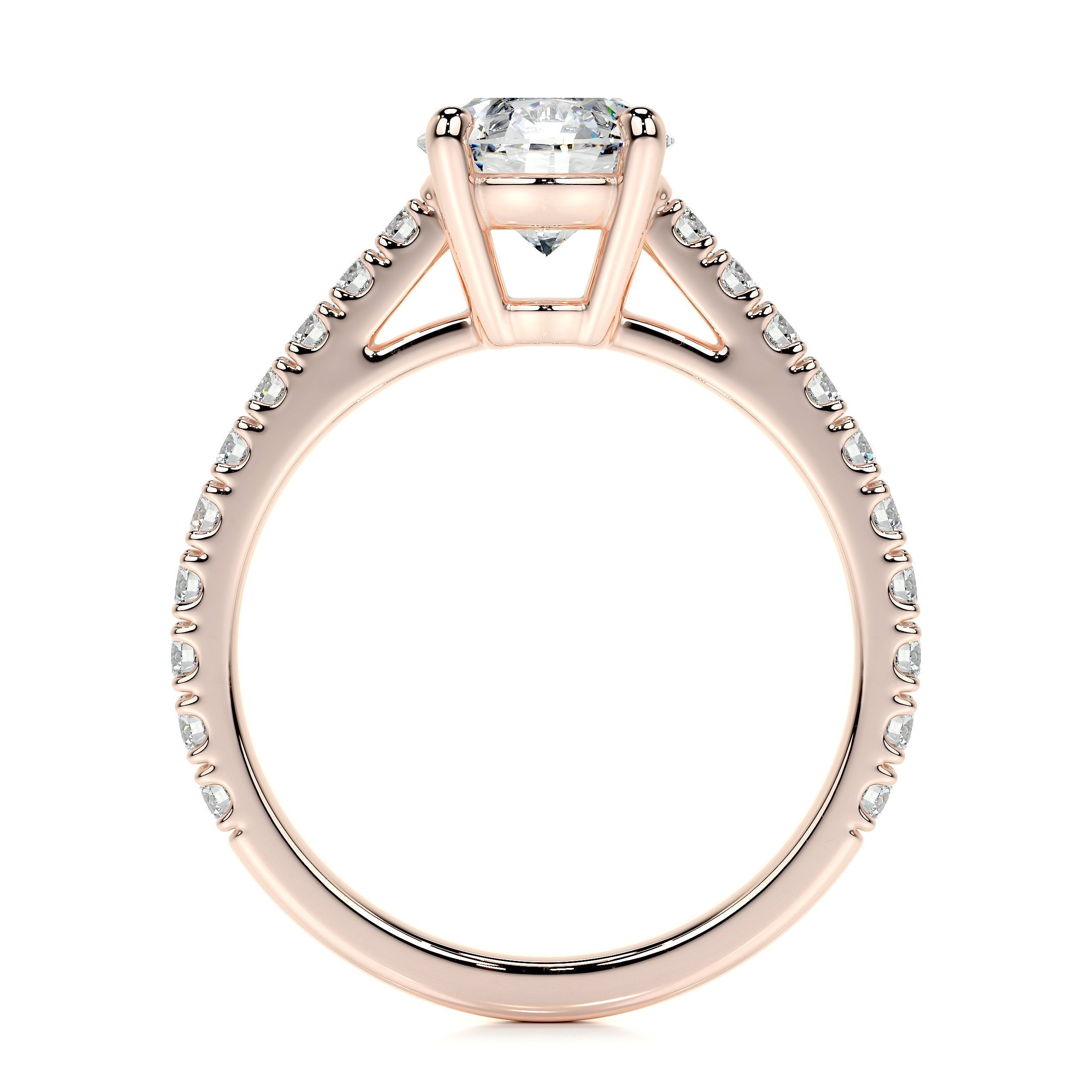 Round Pave Lab Grown Diamond Engagement Ring