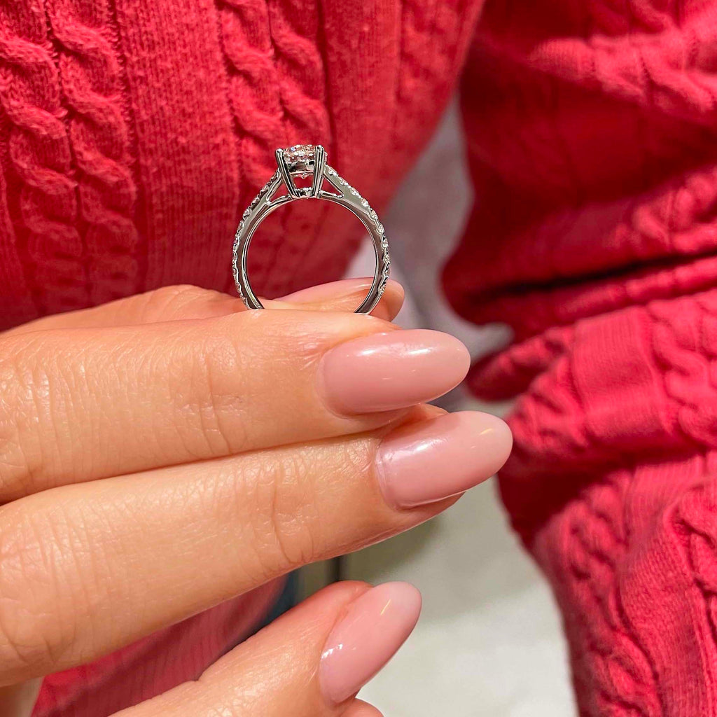 Round Pave Lab Grown Diamond Engagement Ring