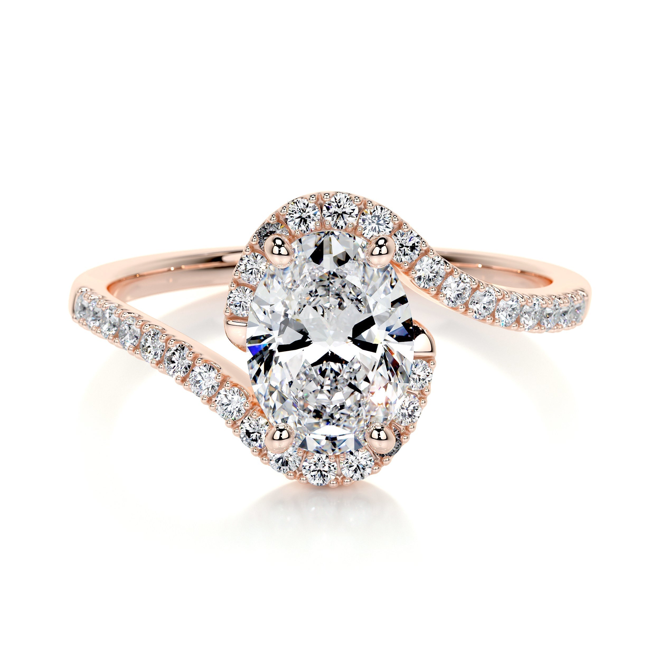 Oval Swirl Pave Lab Grown Diamond Engagement Ring