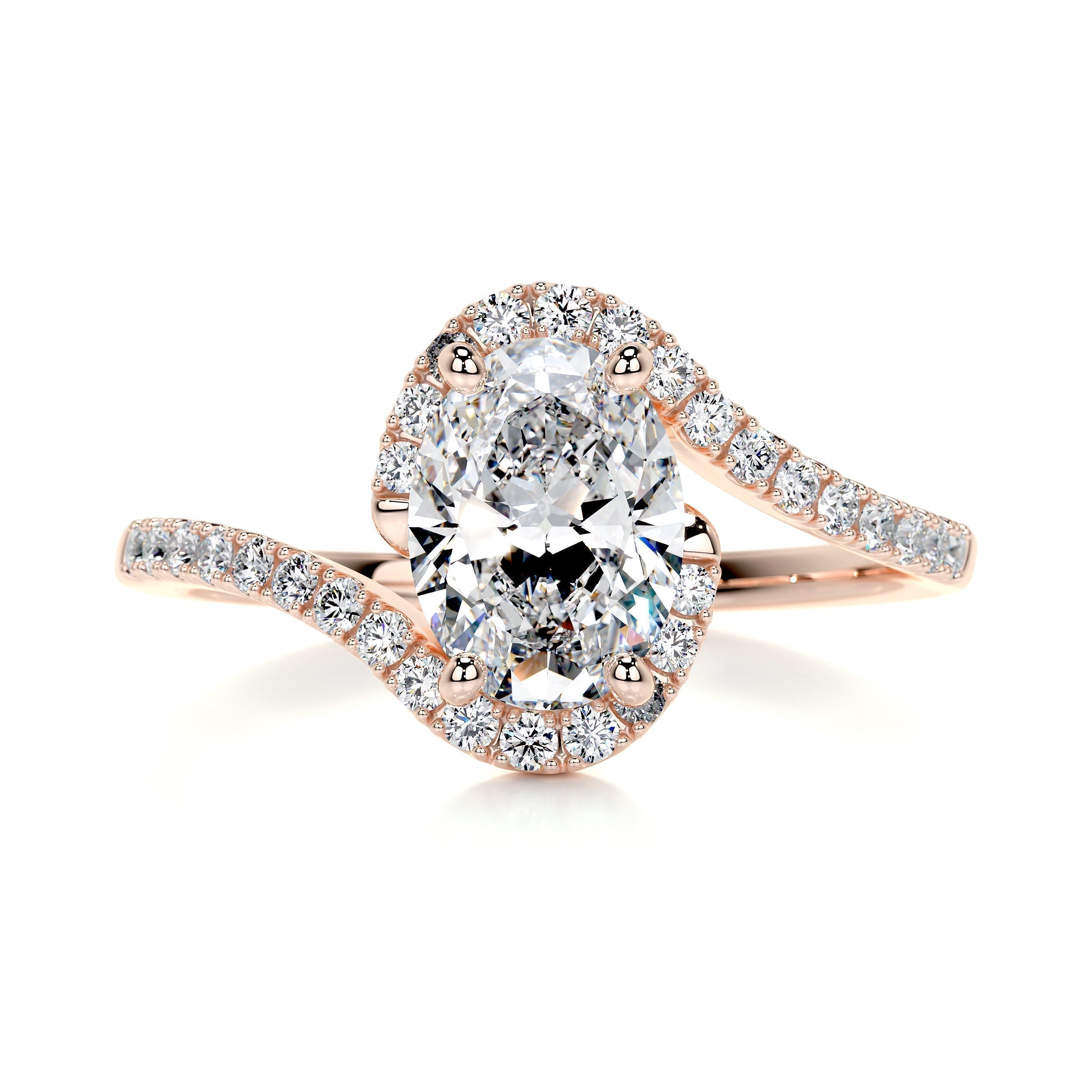 Oval Swirl Pave Lab Grown Diamond Engagement Ring