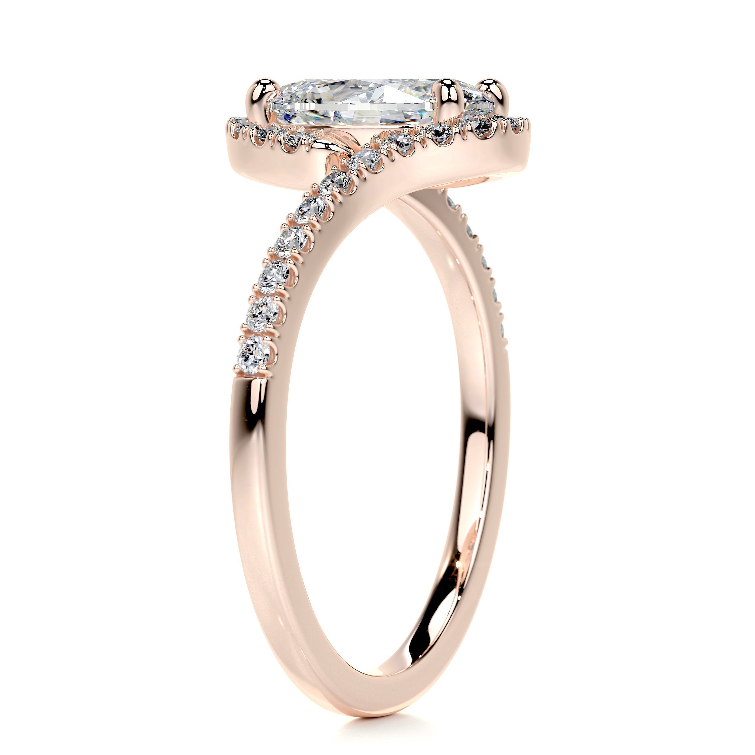 Oval Swirl Pave Lab Grown Diamond Engagement Ring