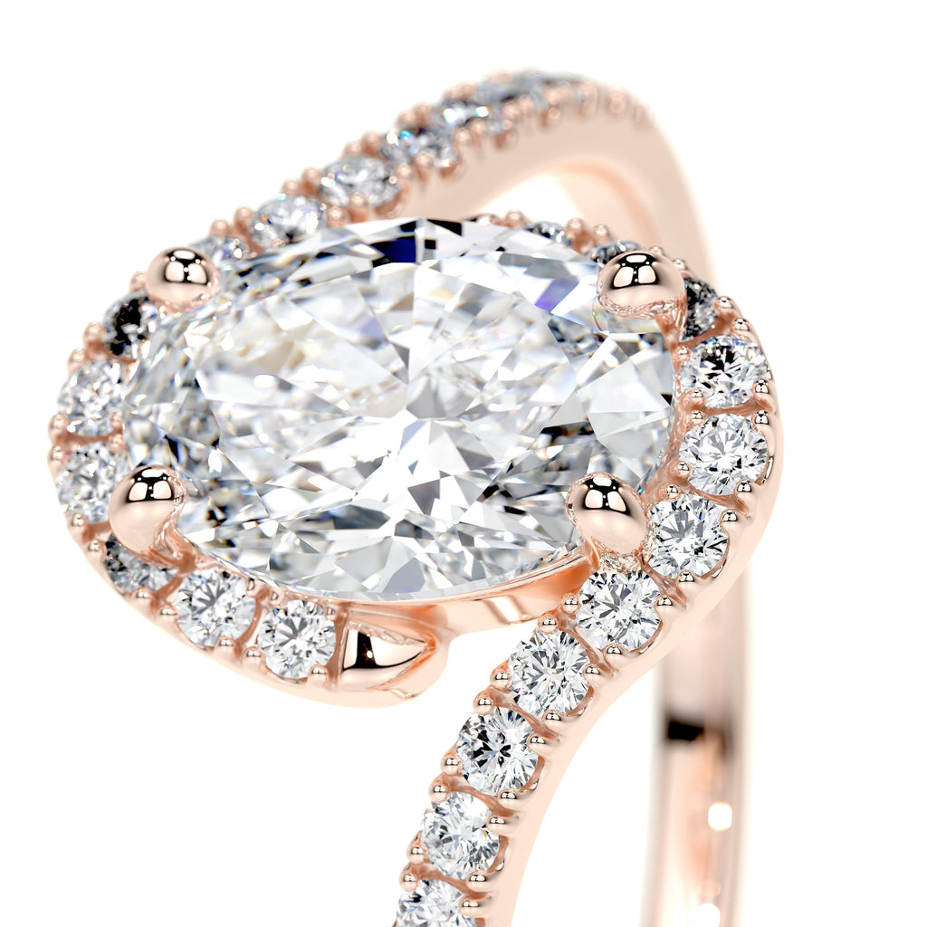 Oval Swirl Pave Lab Grown Diamond Engagement Ring