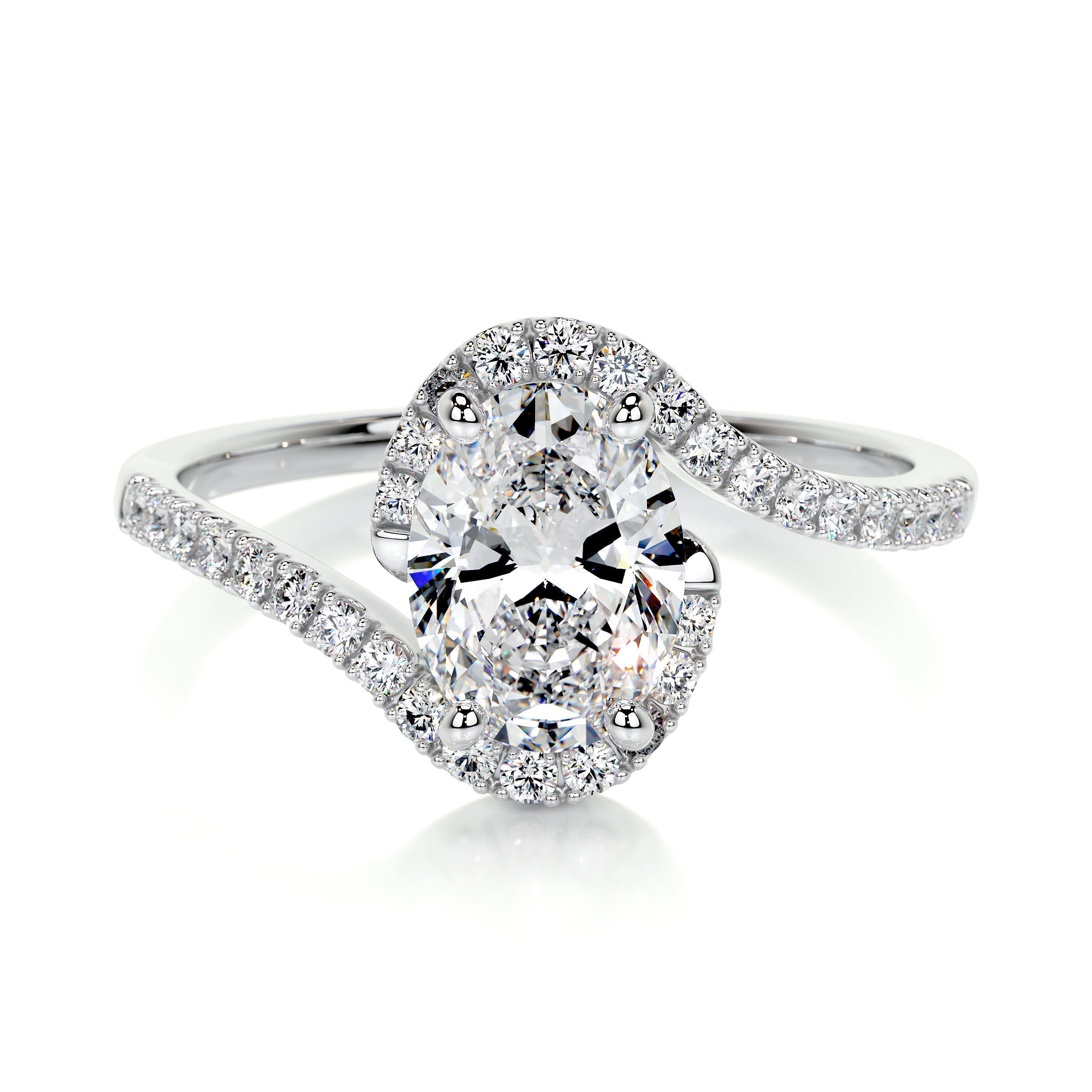 Oval Swirl Pave Lab Grown Diamond Engagement Ring