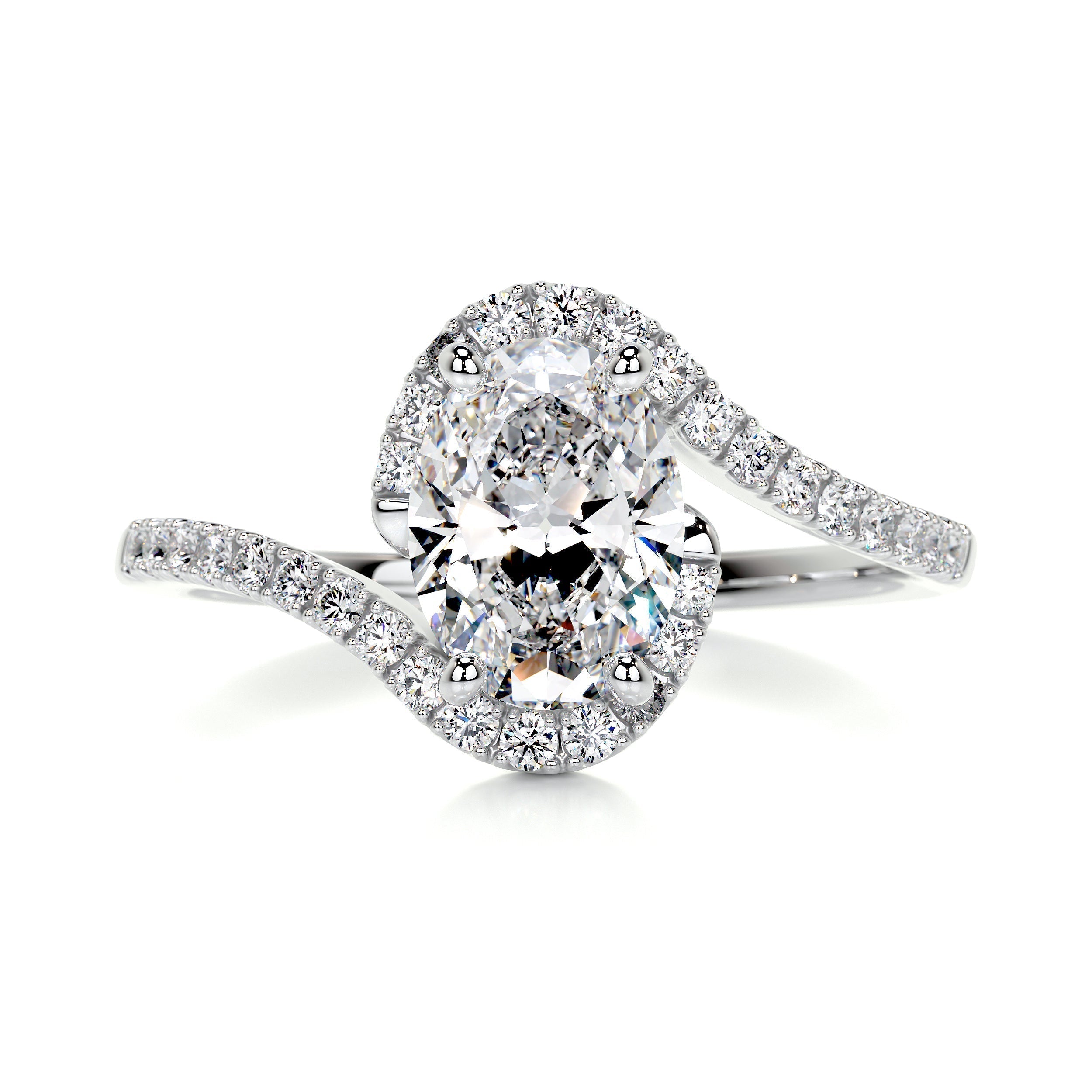 Oval Swirl Pave Lab Grown Diamond Engagement Ring