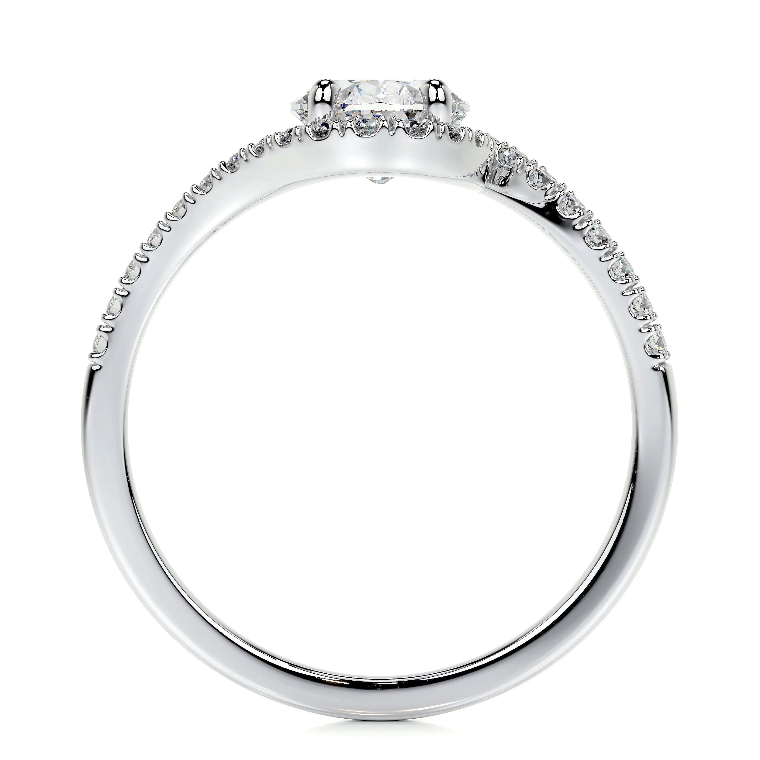Oval Swirl Pave Lab Grown Diamond Engagement Ring