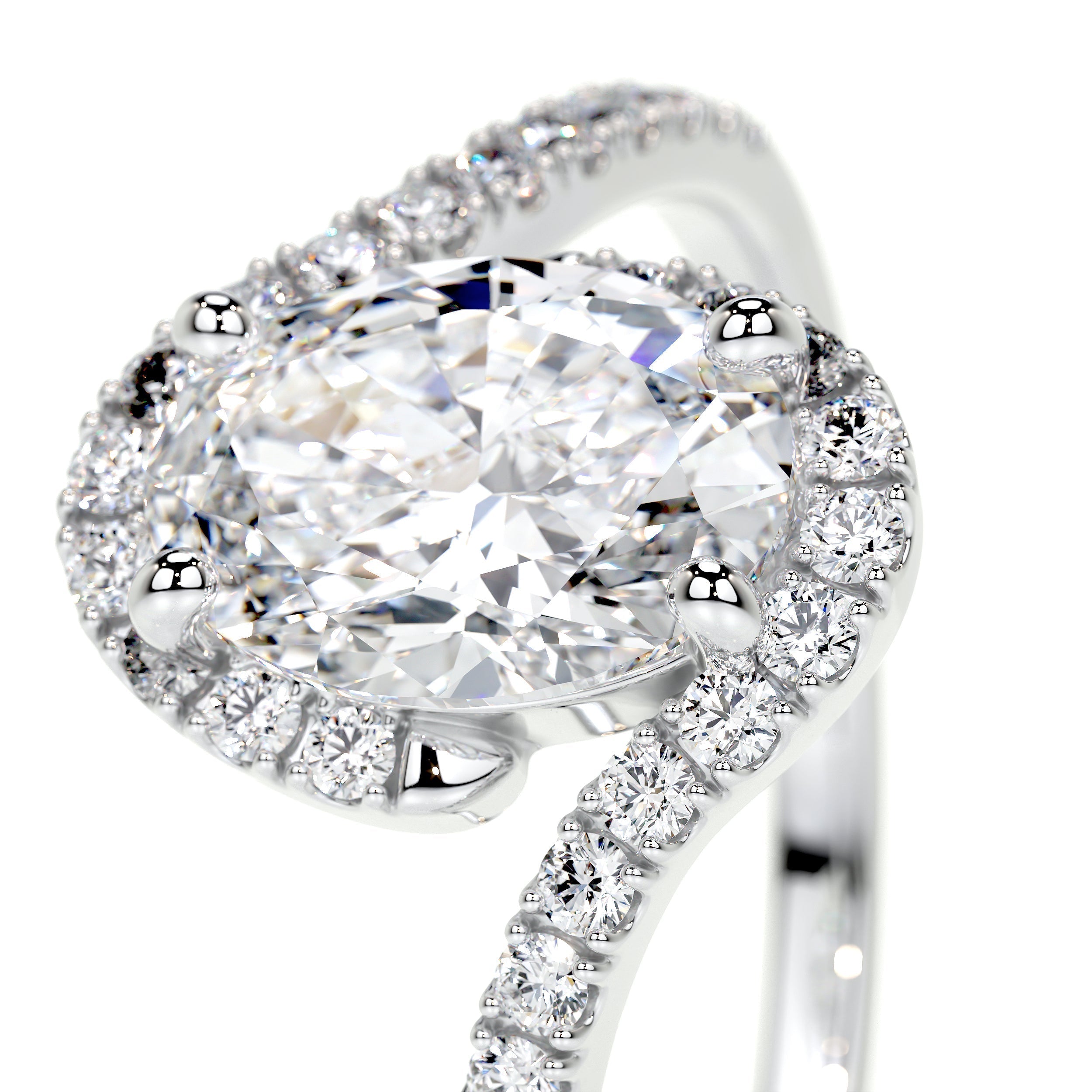 Oval Swirl Pave Lab Grown Diamond Engagement Ring