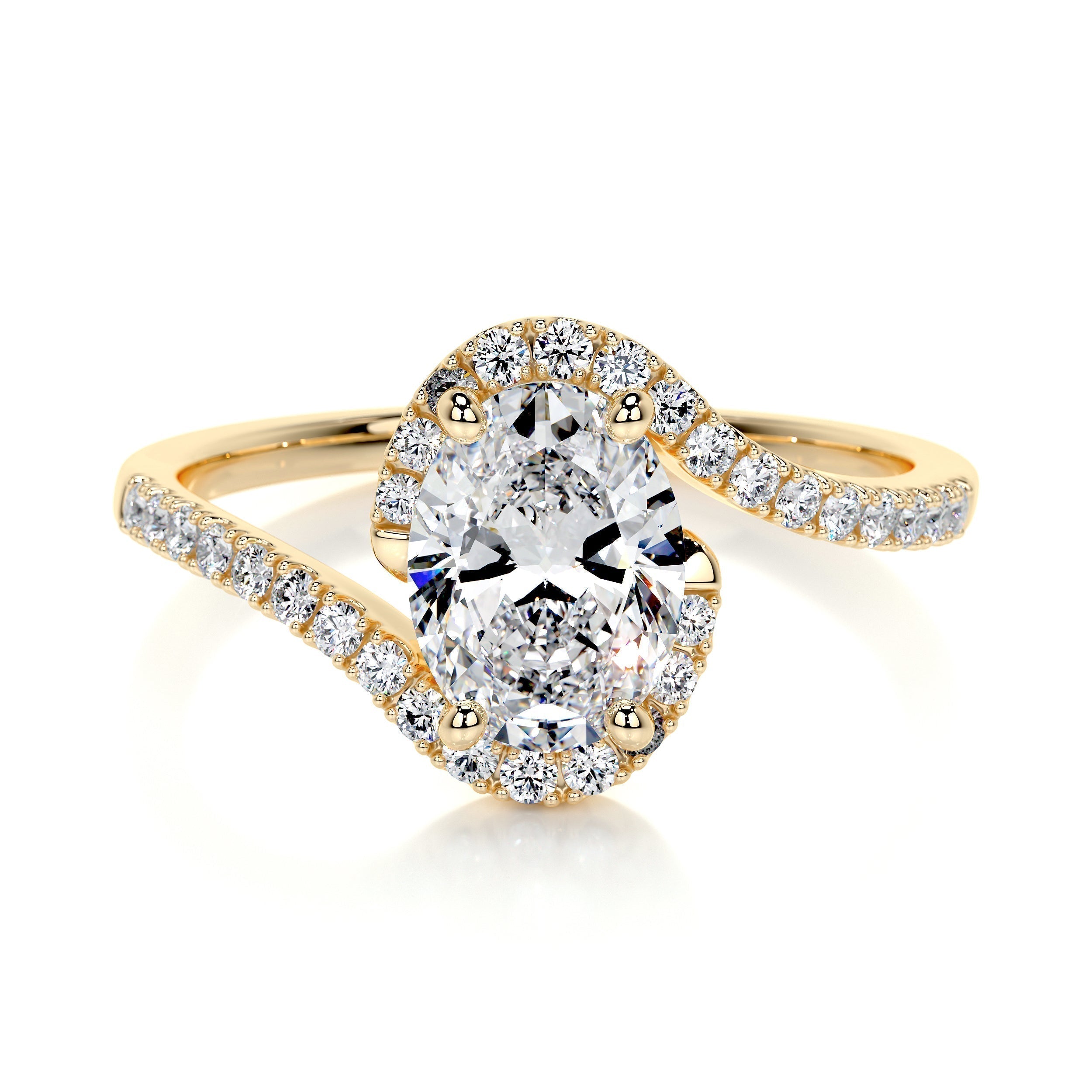 Oval Swirl Pave Lab Grown Diamond Engagement Ring