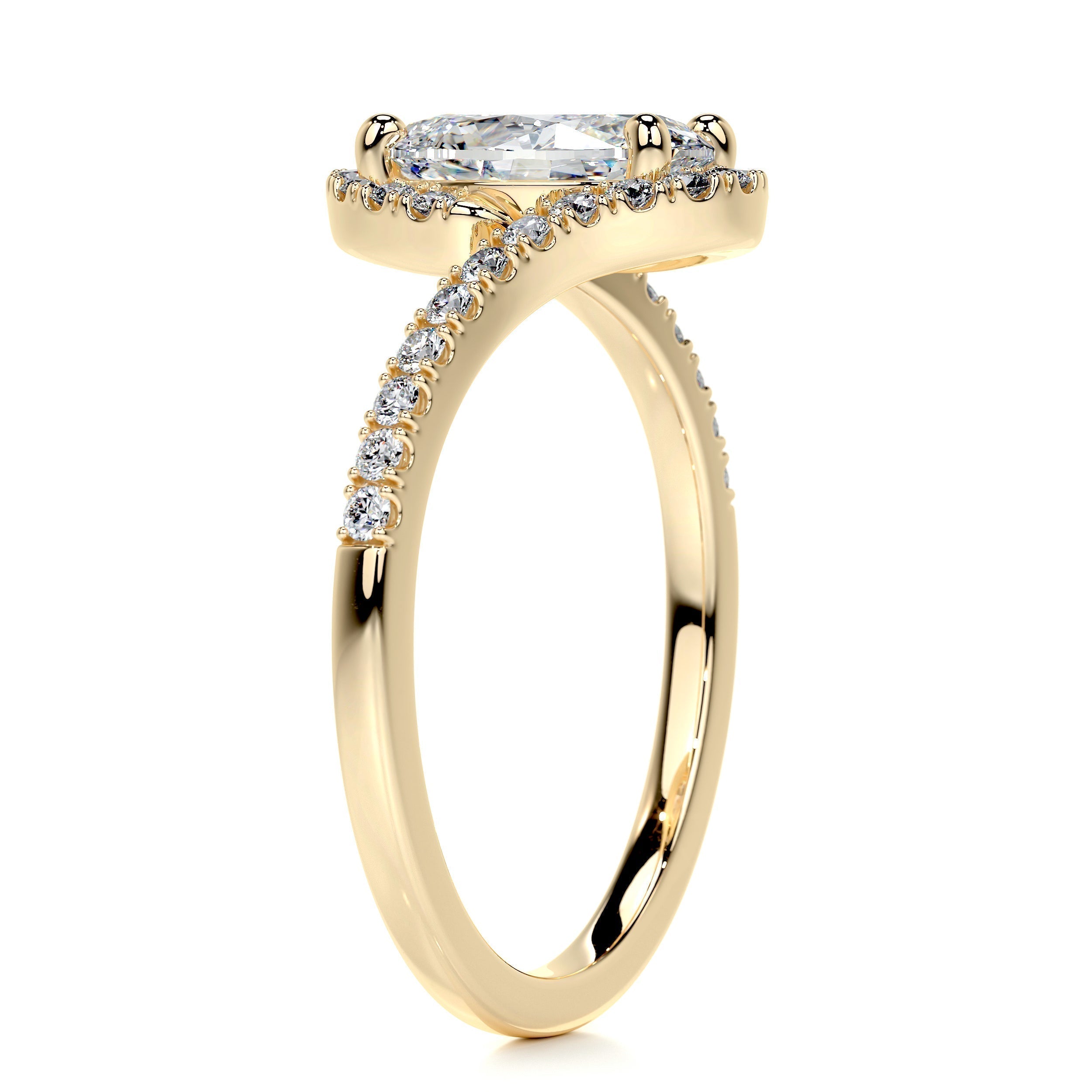 Oval Swirl Pave Lab Grown Diamond Engagement Ring
