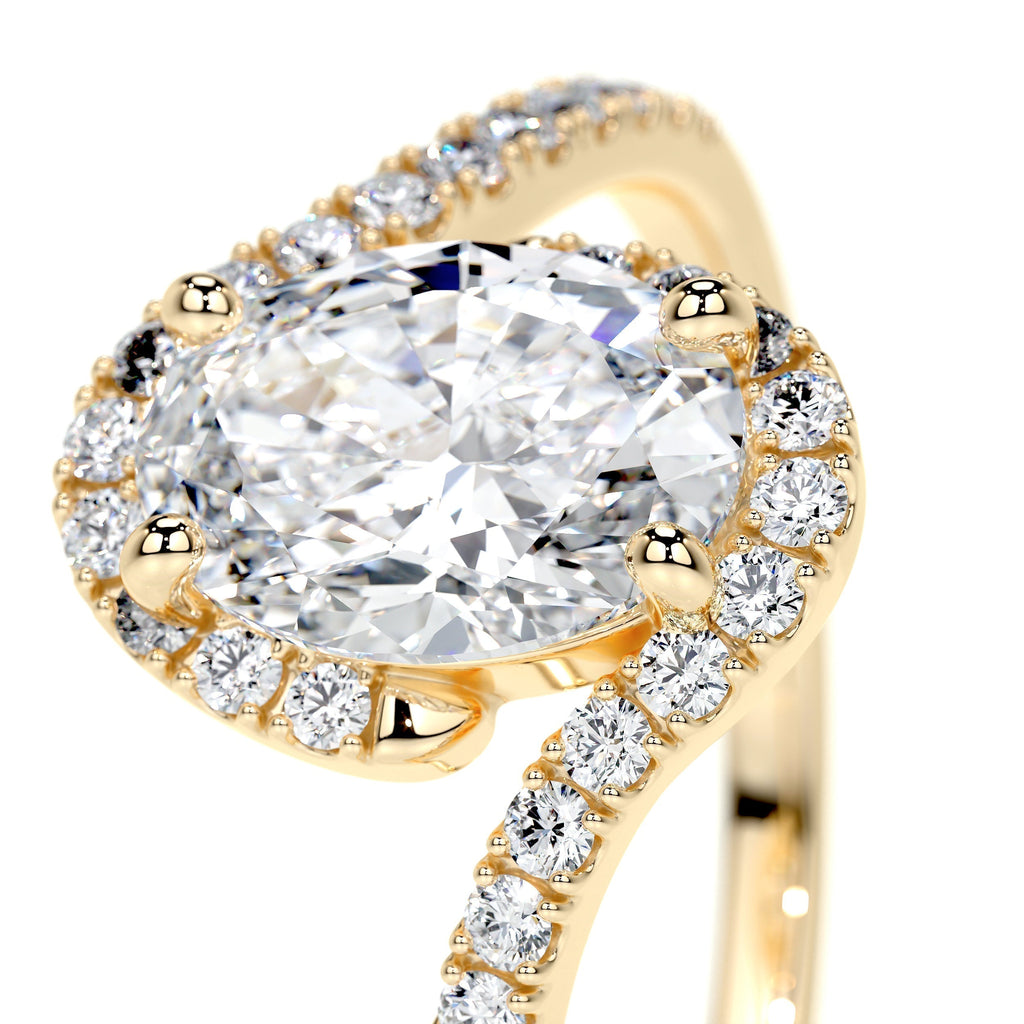 Oval Swirl Pave Lab Grown Diamond Engagement Ring