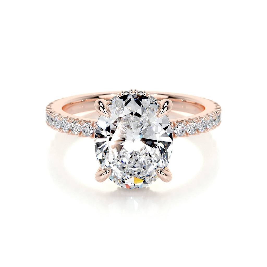 Oval Hidden Halo Pave Lab Grown Diamond Engagement Ring
