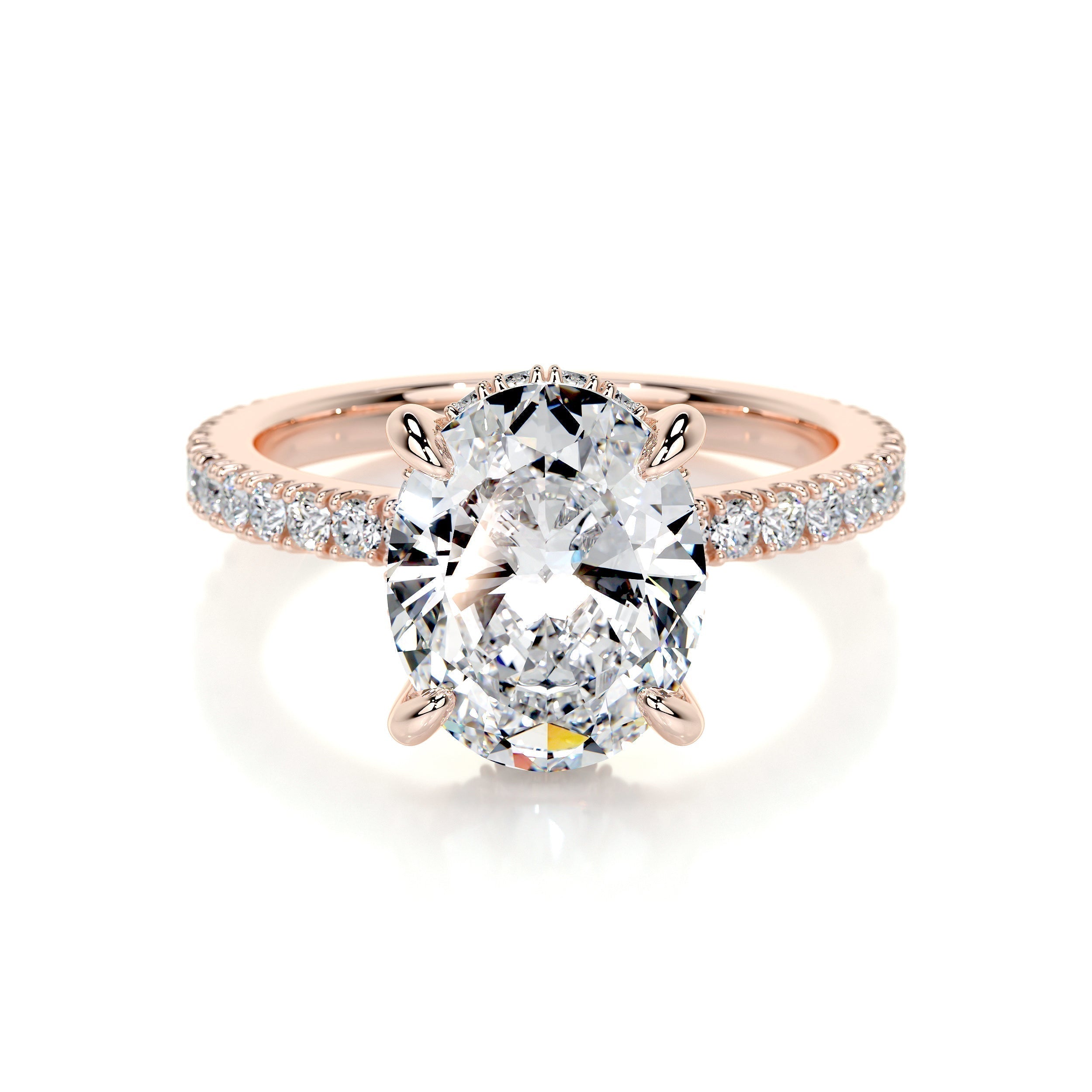 Oval Hidden Halo Pave Lab Grown Diamond Engagement Ring