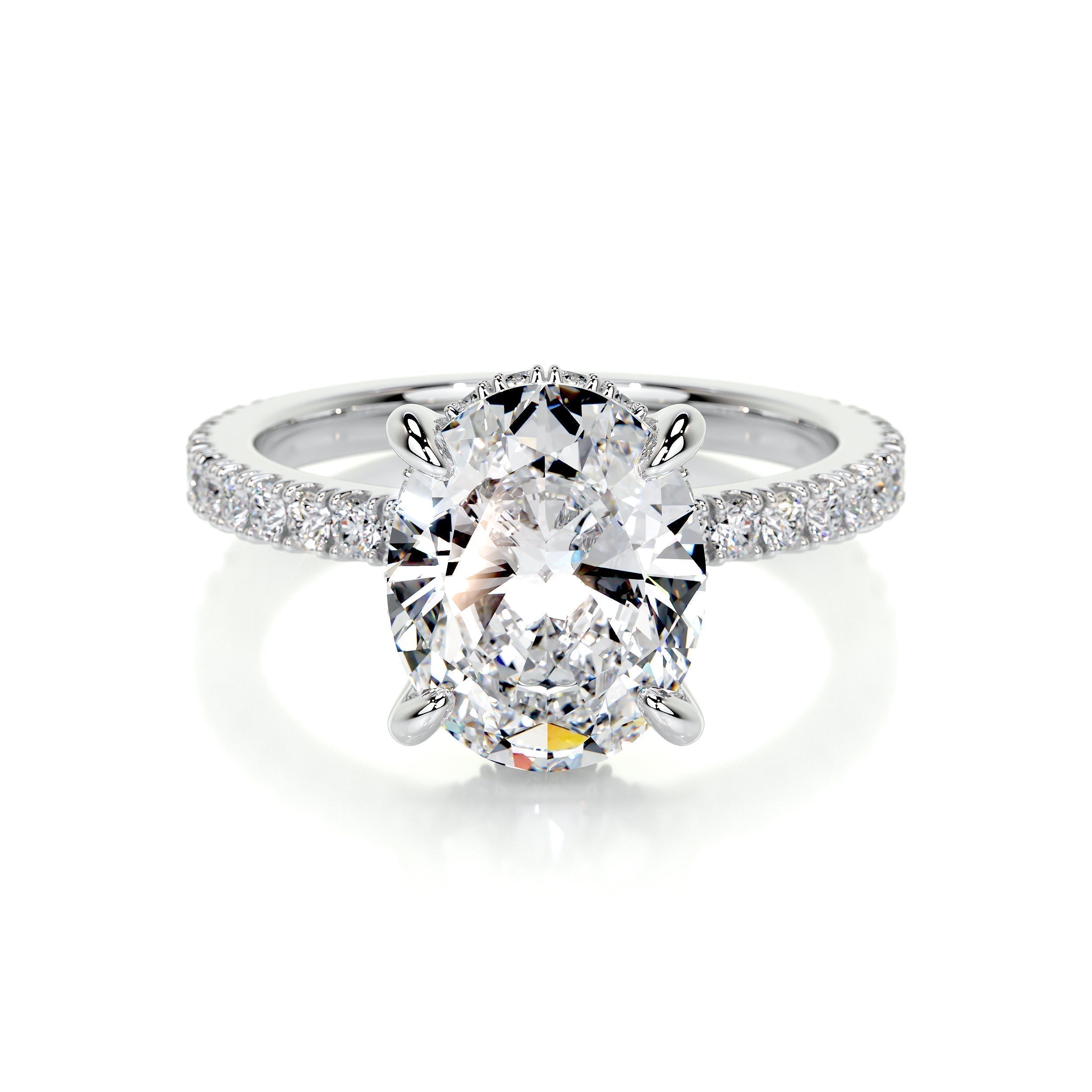 Oval Hidden Halo Pave Lab Grown Diamond Engagement Ring