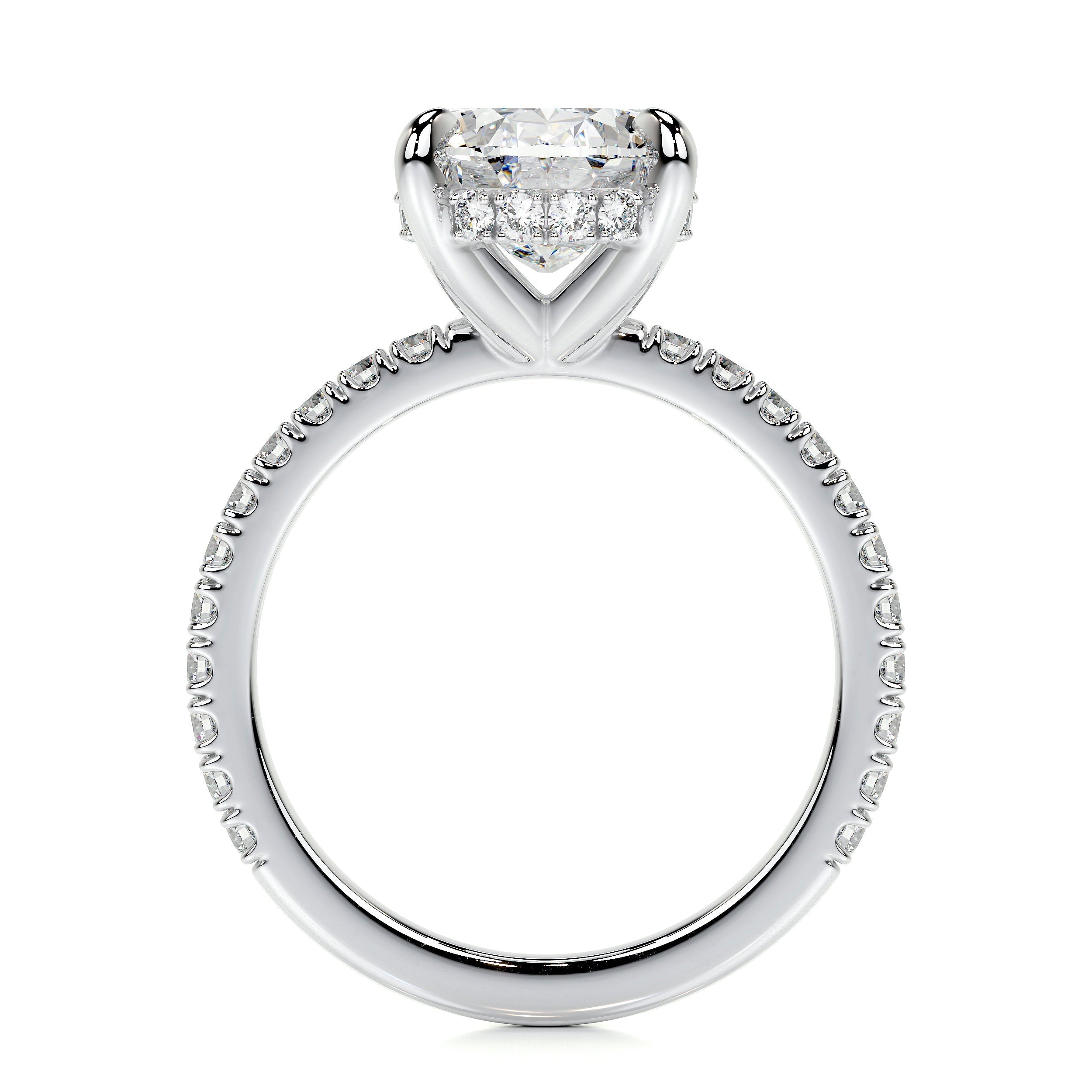 Oval Hidden Halo Pave Lab Grown Diamond Engagement Ring