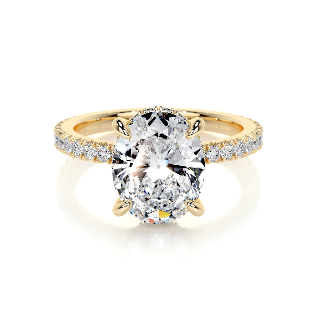 Oval Hidden Halo Pave Lab Grown Diamond Engagement Ring