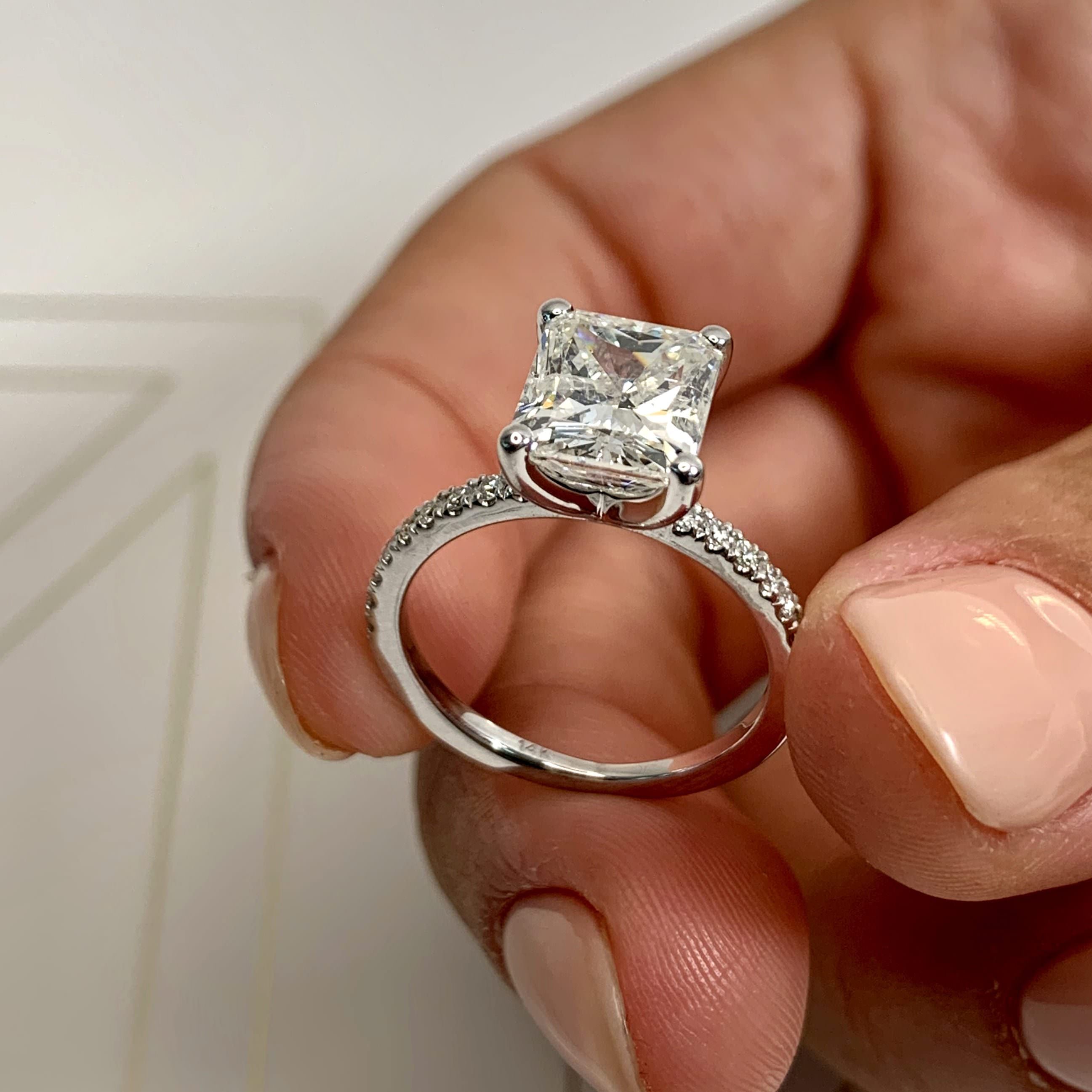 Radiant Pave Lab Grown Diamond Engagement Ring