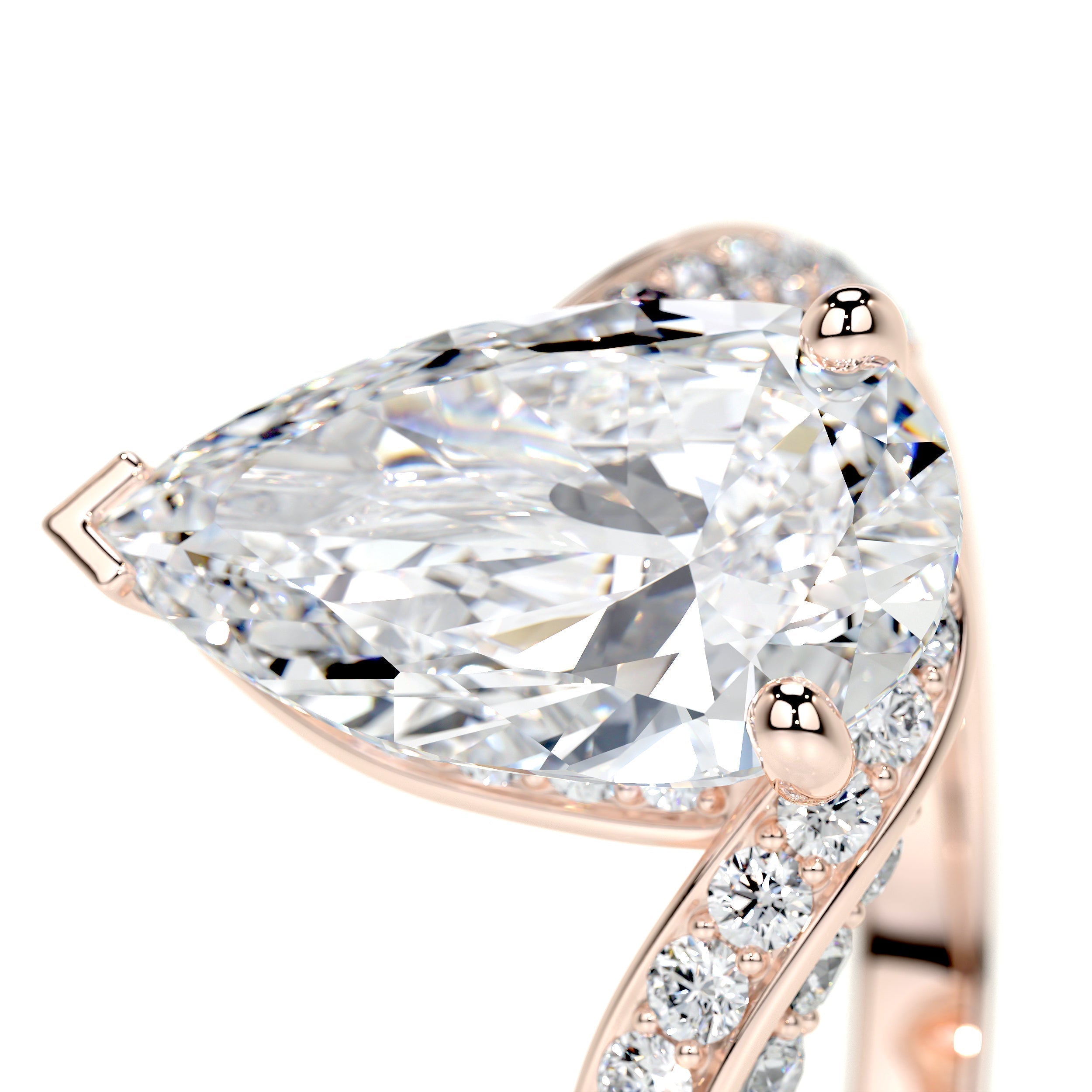 Pear Swirl Pave Lab Grown Diamond Engagement Ring