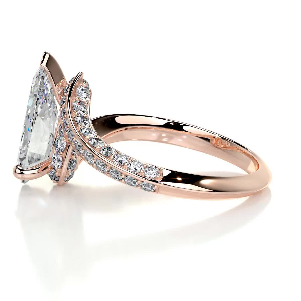 Pear Swirl Pave Lab Grown Diamond Engagement Ring