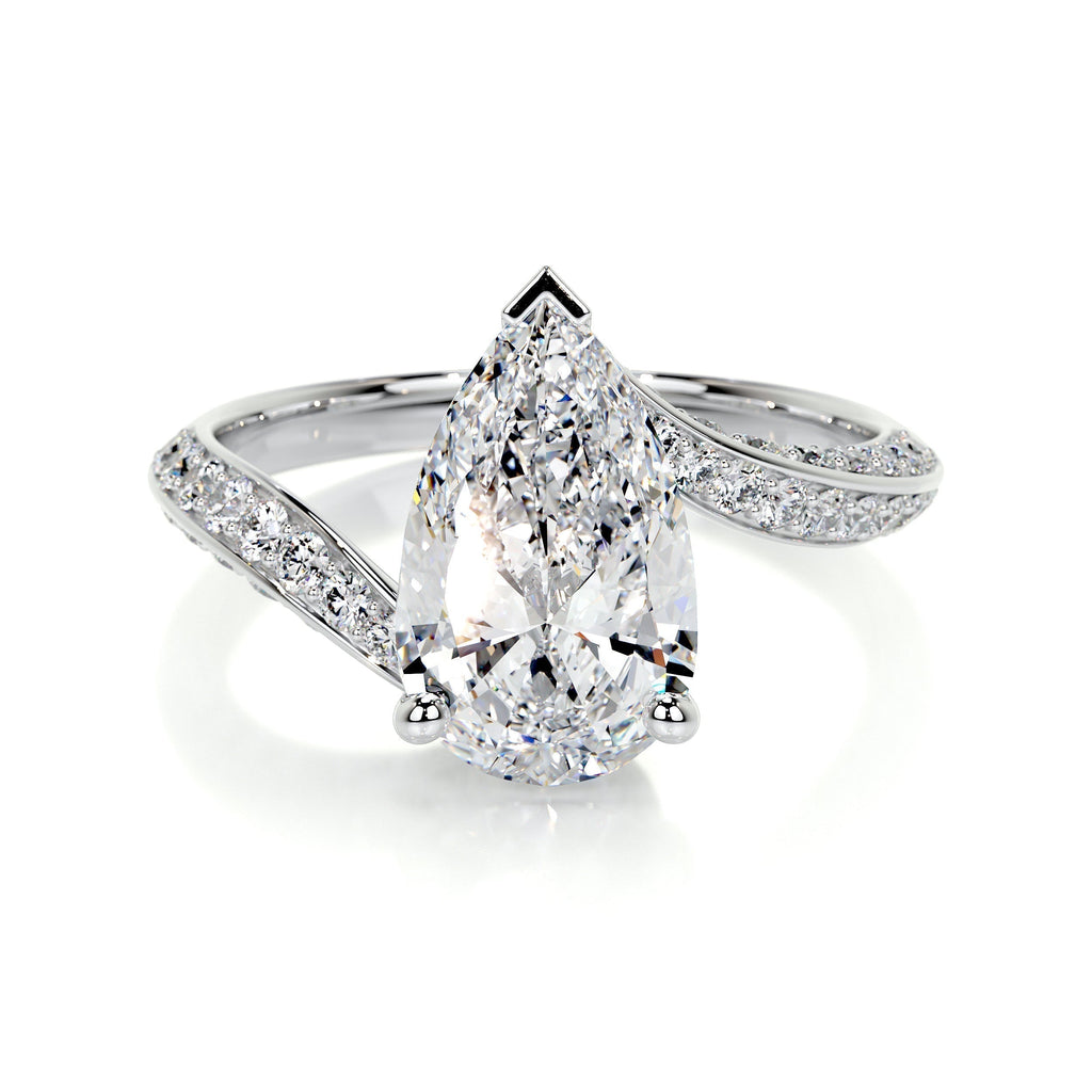 Pear Swirl Pave Lab Grown Diamond Engagement Ring