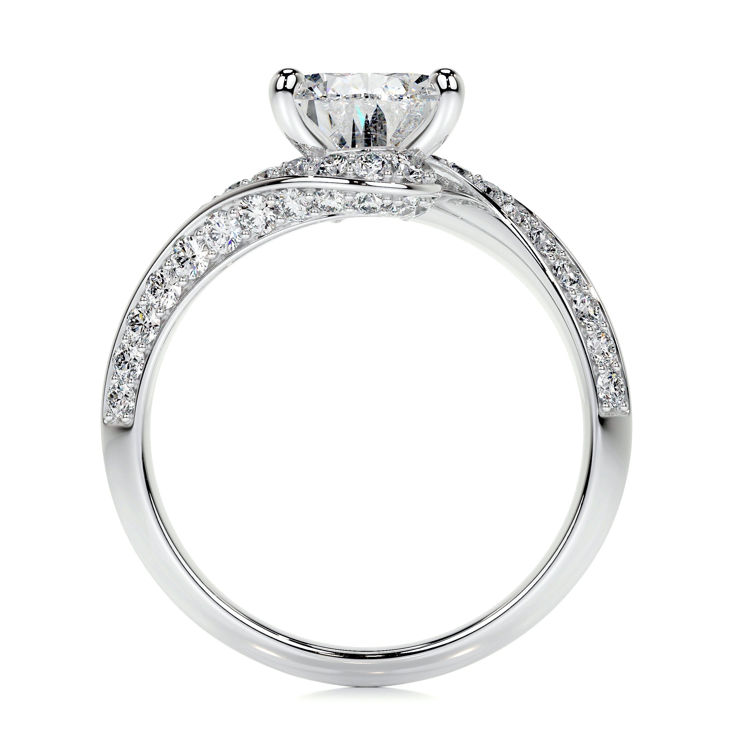 Pear Swirl Pave Lab Grown Diamond Engagement Ring