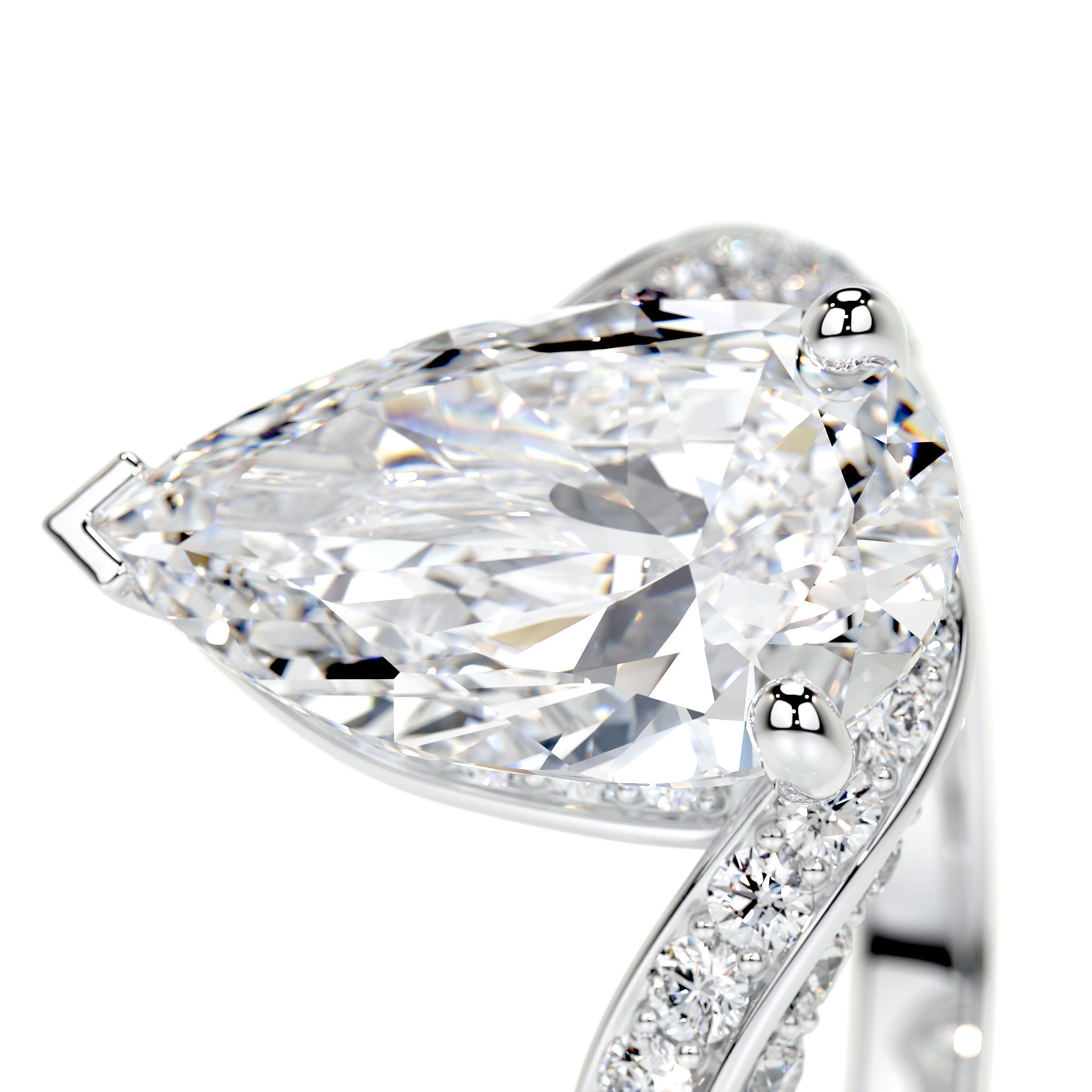 Pear Swirl Pave Lab Grown Diamond Engagement Ring