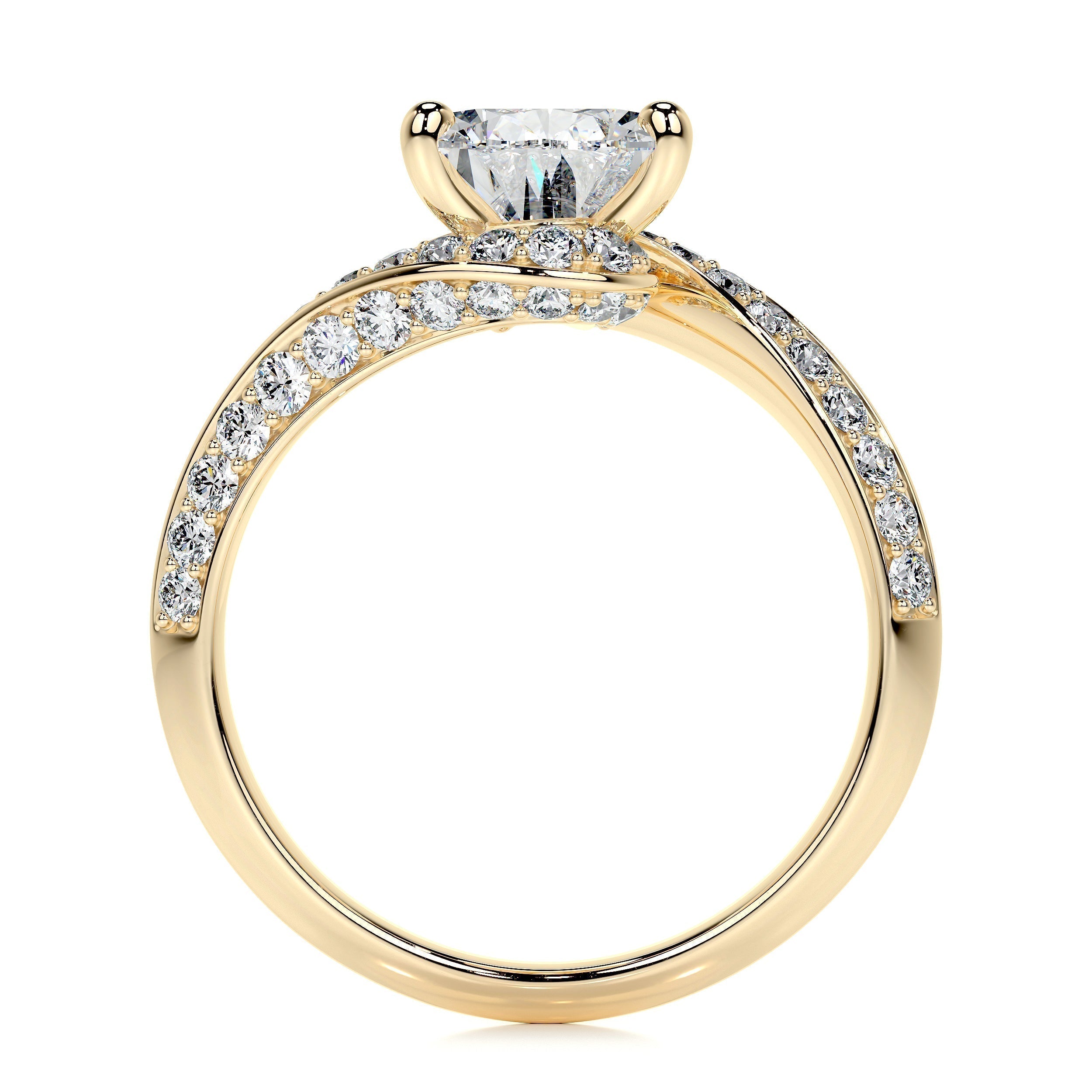 Pear Swirl Pave Lab Grown Diamond Engagement Ring