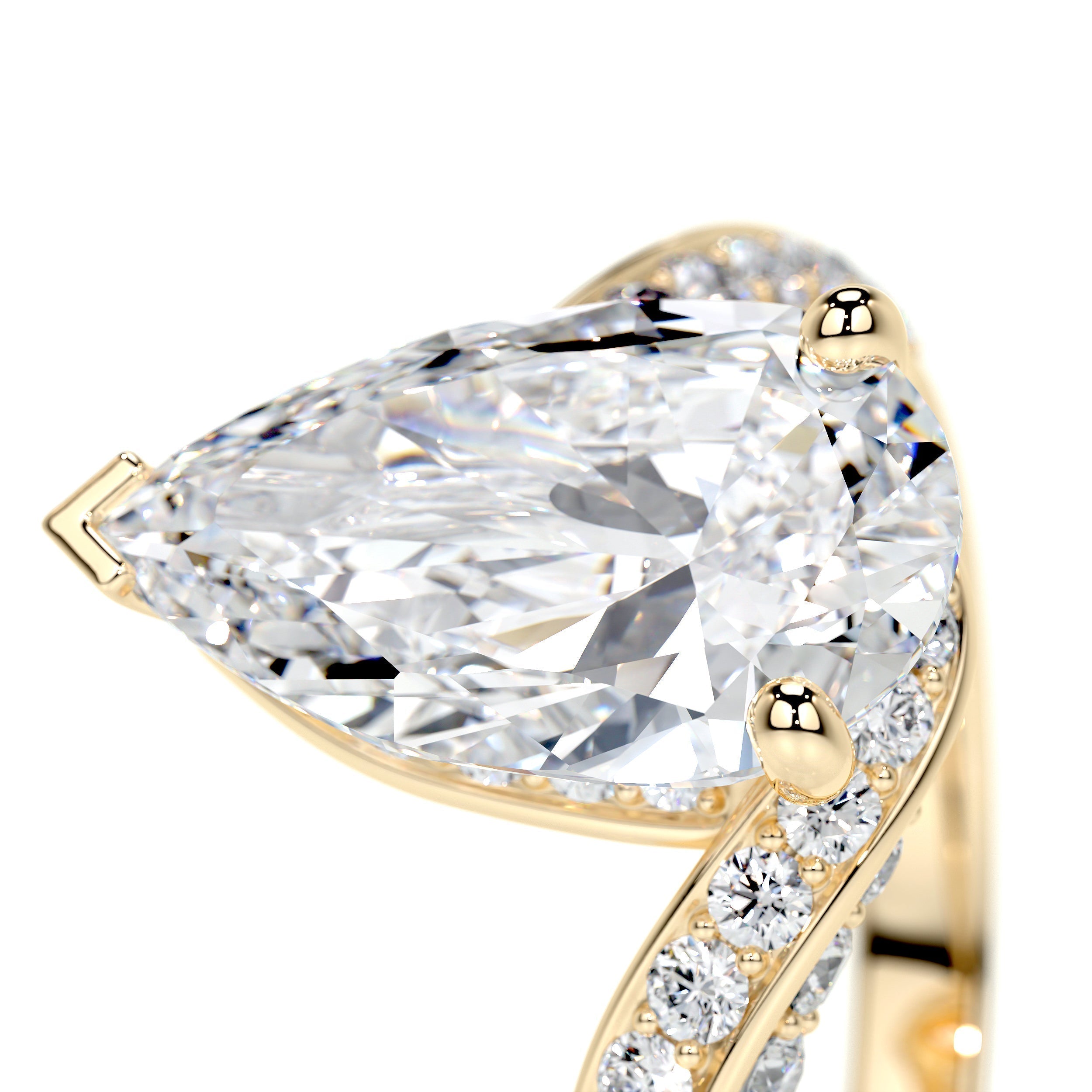 Pear Swirl Pave Lab Grown Diamond Engagement Ring