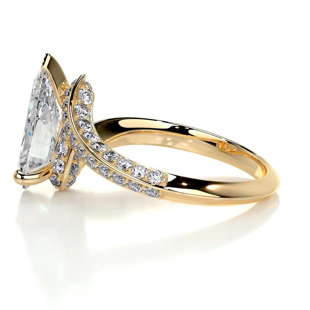Pear Swirl Pave Lab Grown Diamond Engagement Ring