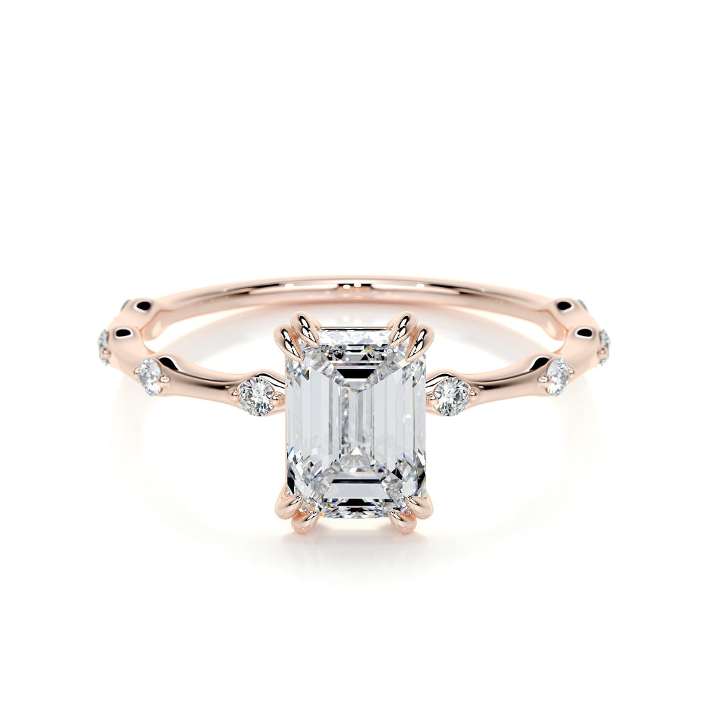 Emerald Dainty Pave Lab Grown Diamond Engagement Ring