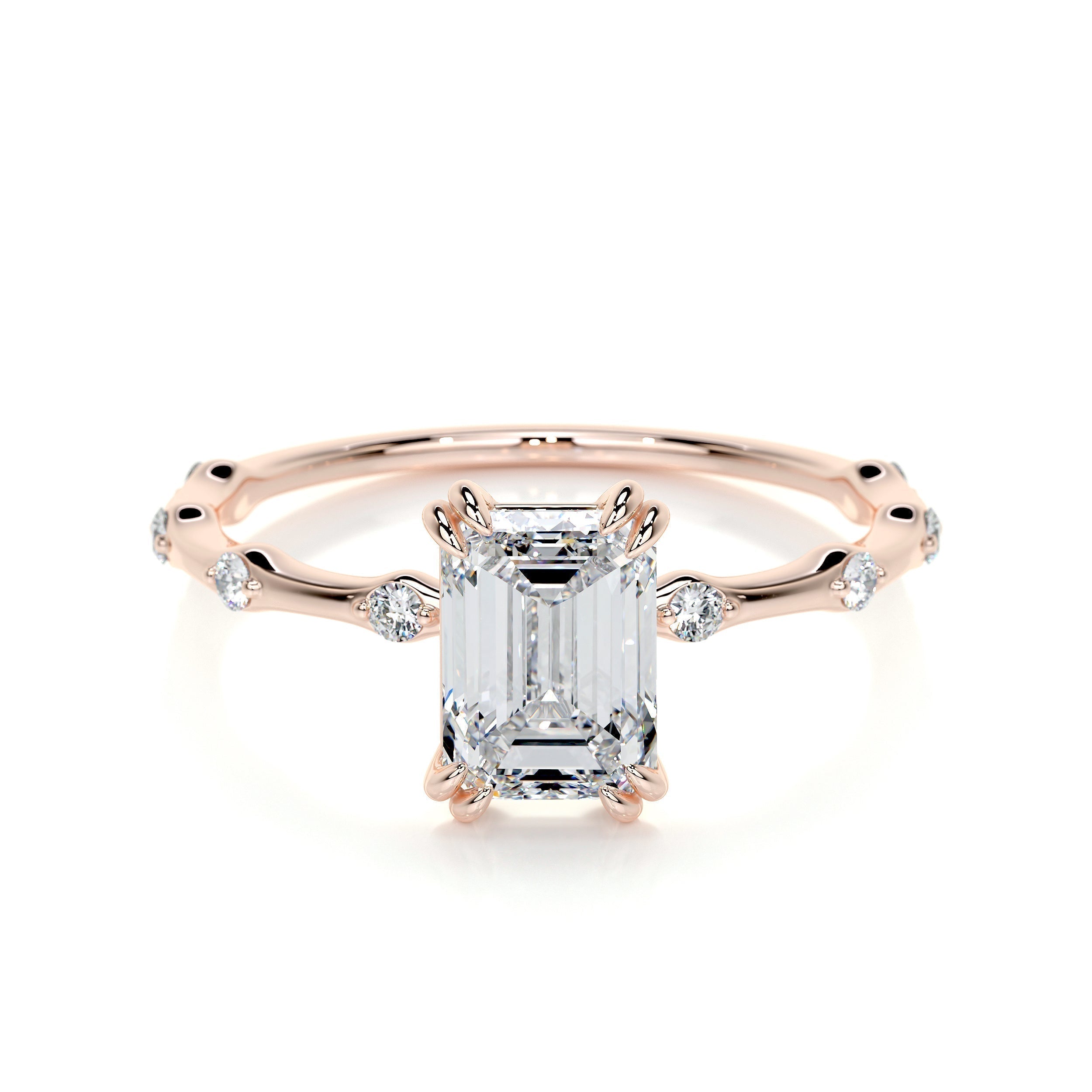 Emerald Dainty Pave Lab Grown Diamond Engagement Ring