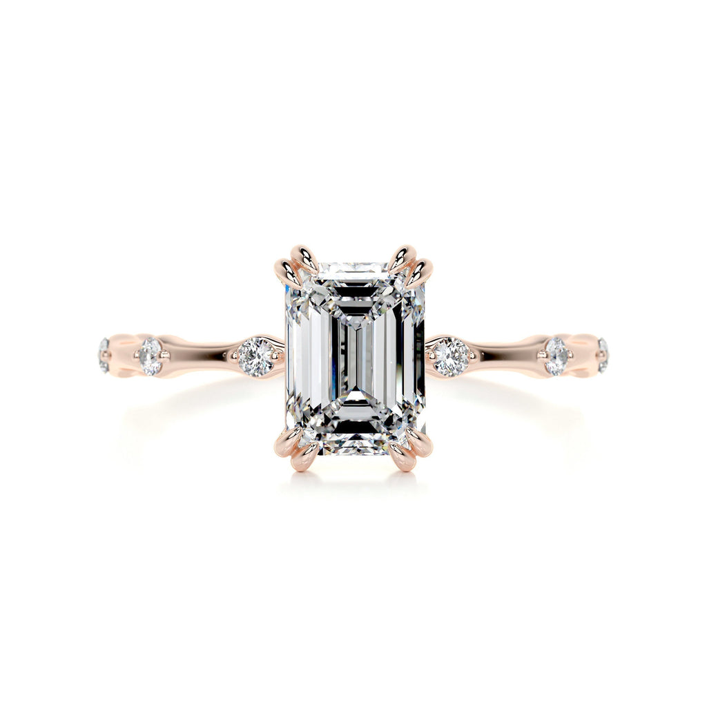 Emerald Dainty Pave Lab Grown Diamond Engagement Ring