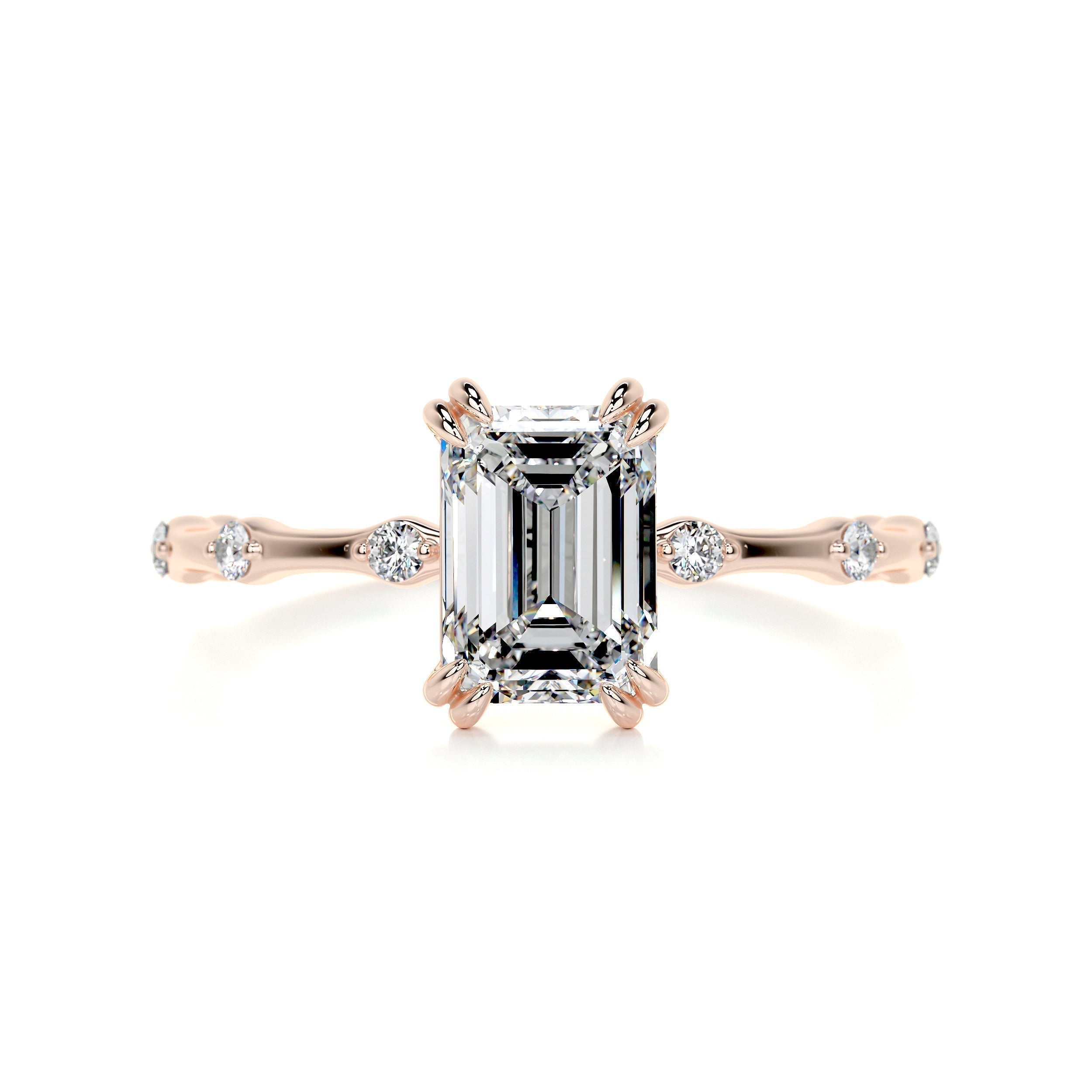 Emerald Dainty Pave Lab Grown Diamond Engagement Ring
