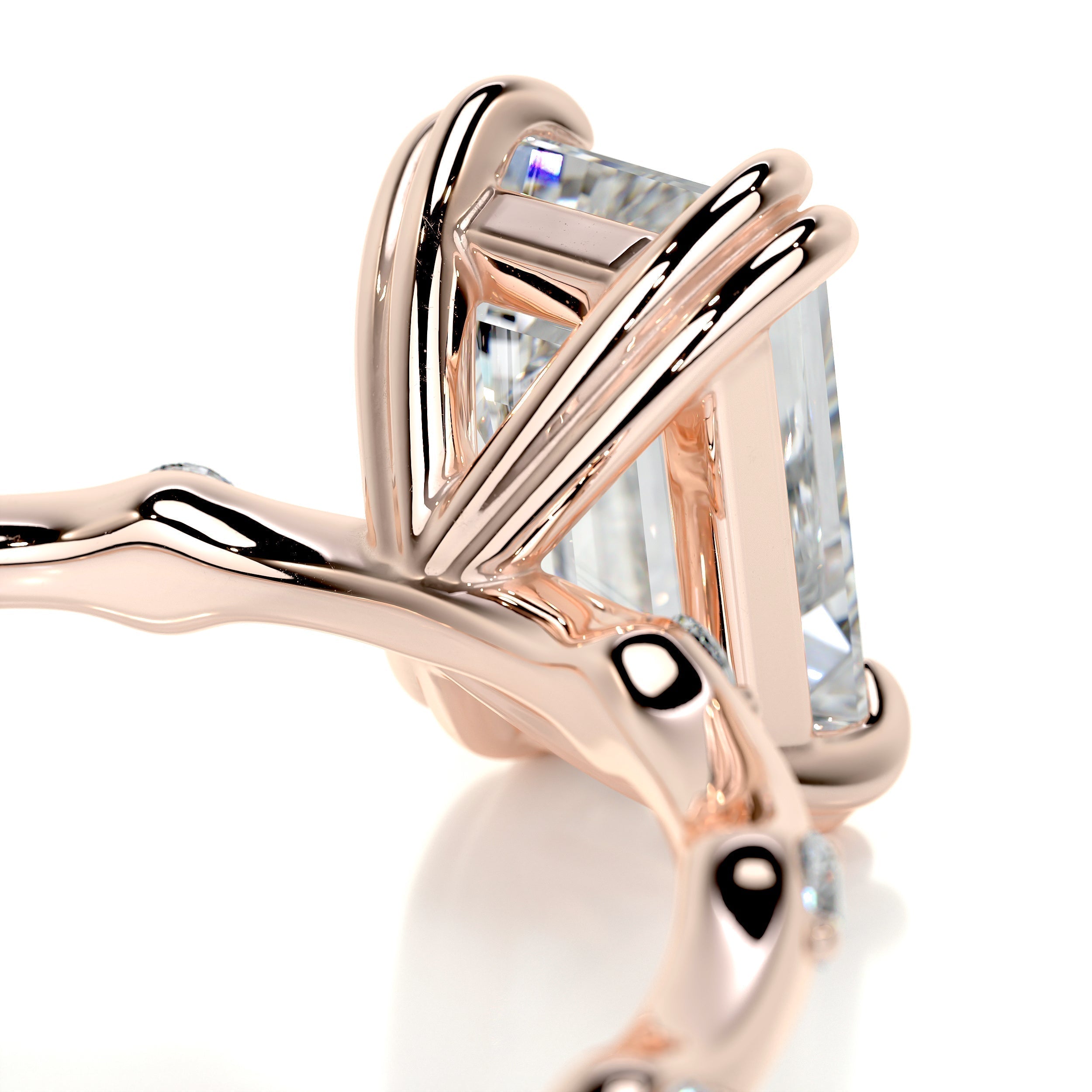 Emerald Dainty Pave Lab Grown Diamond Engagement Ring