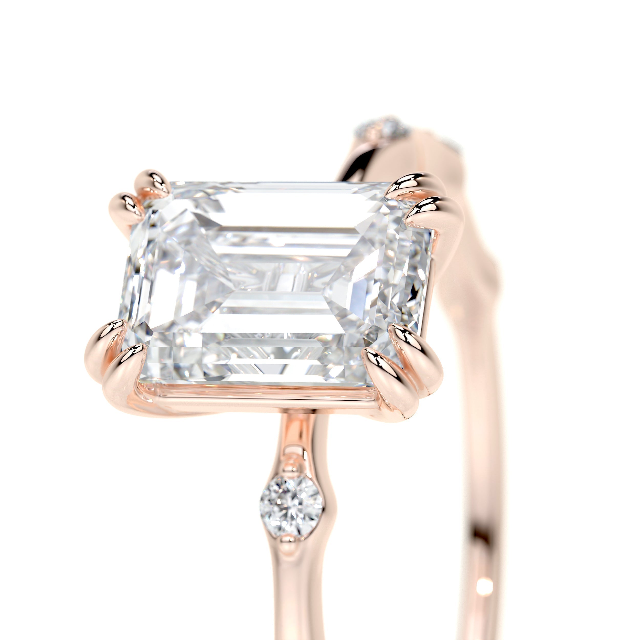 Emerald Dainty Pave Lab Grown Diamond Engagement Ring
